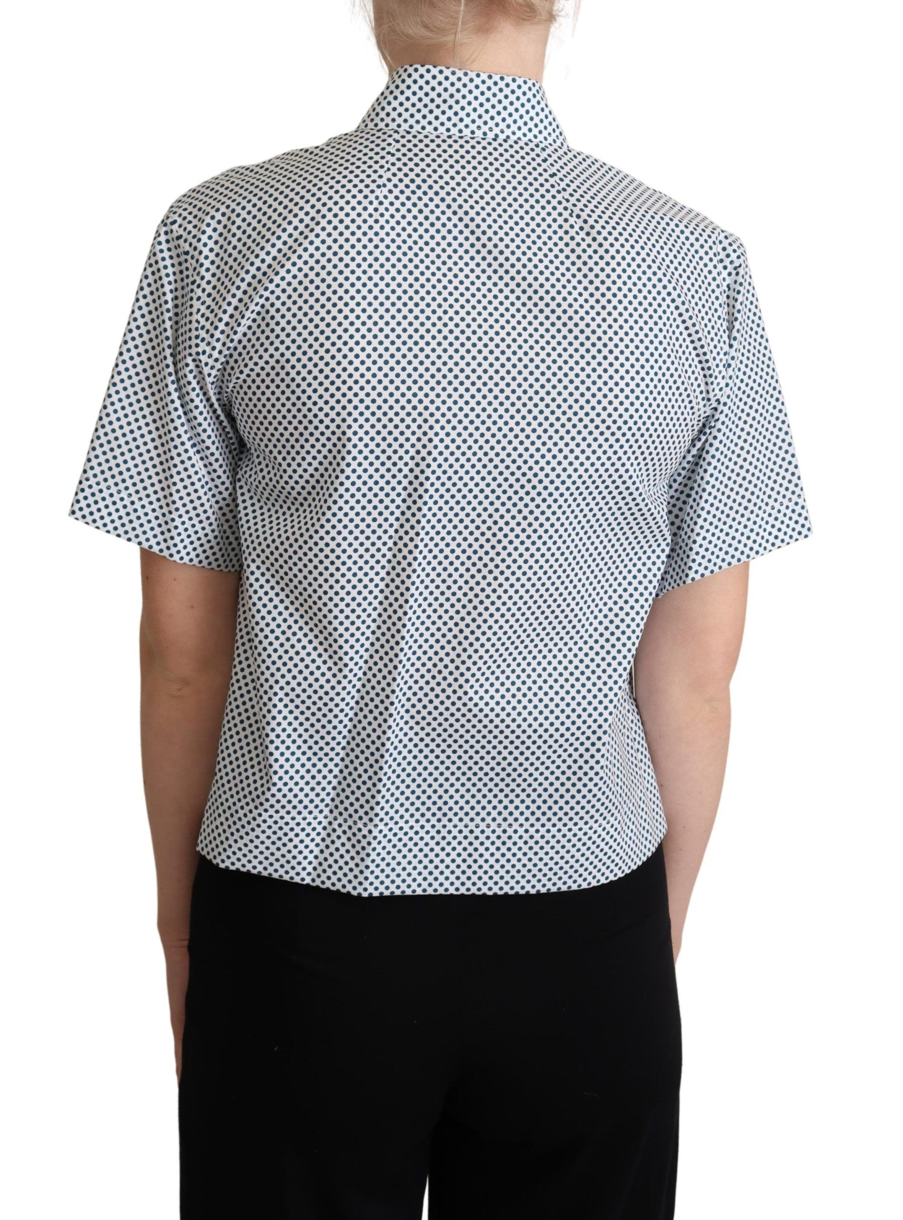 Dolce & Gabbana White Blue Polka Dot Cotton Shirt | Regal Royce