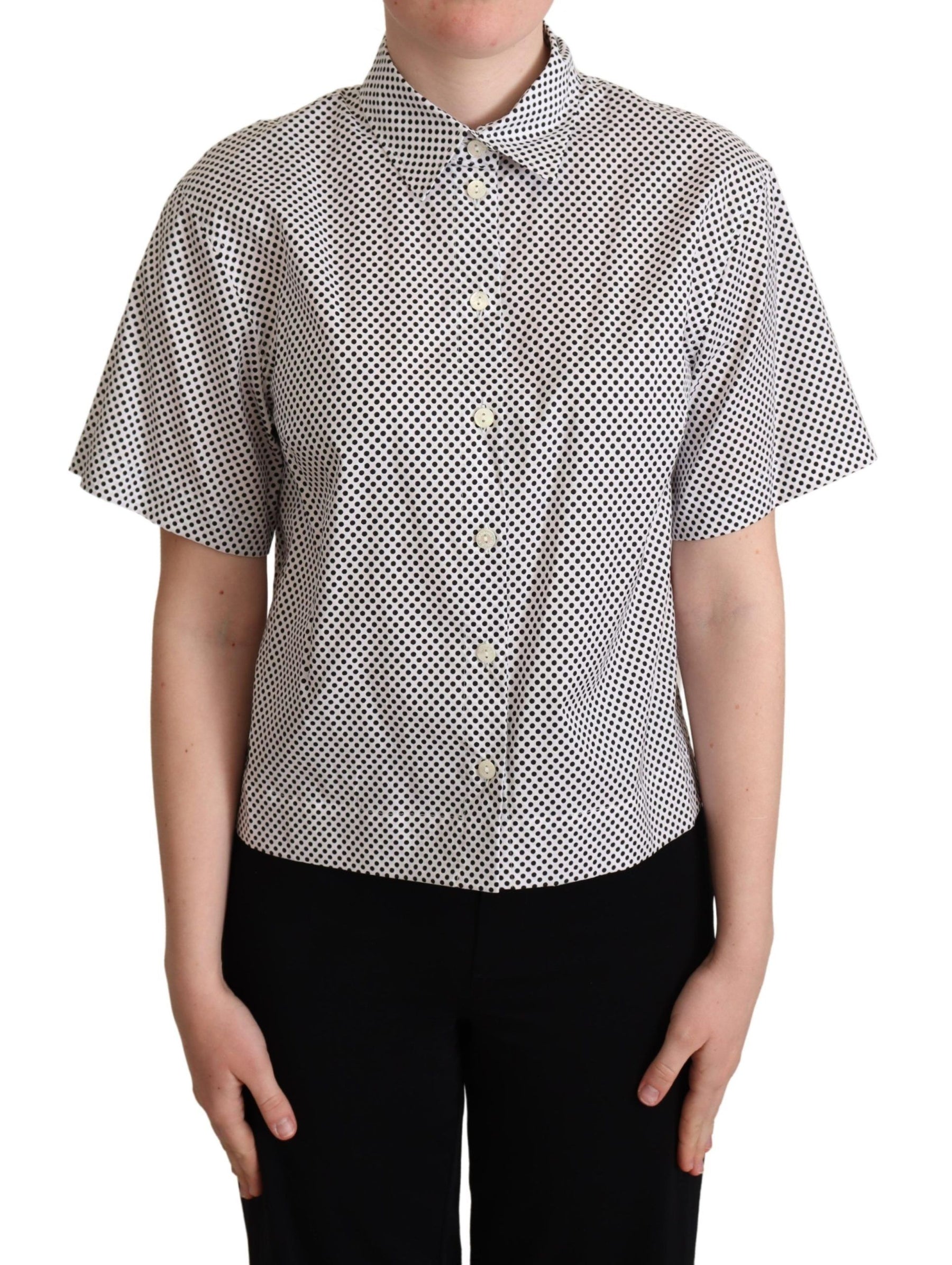 Dolce & Gabbana Black Polka Dot Collared Shirt White | Regal Royce
