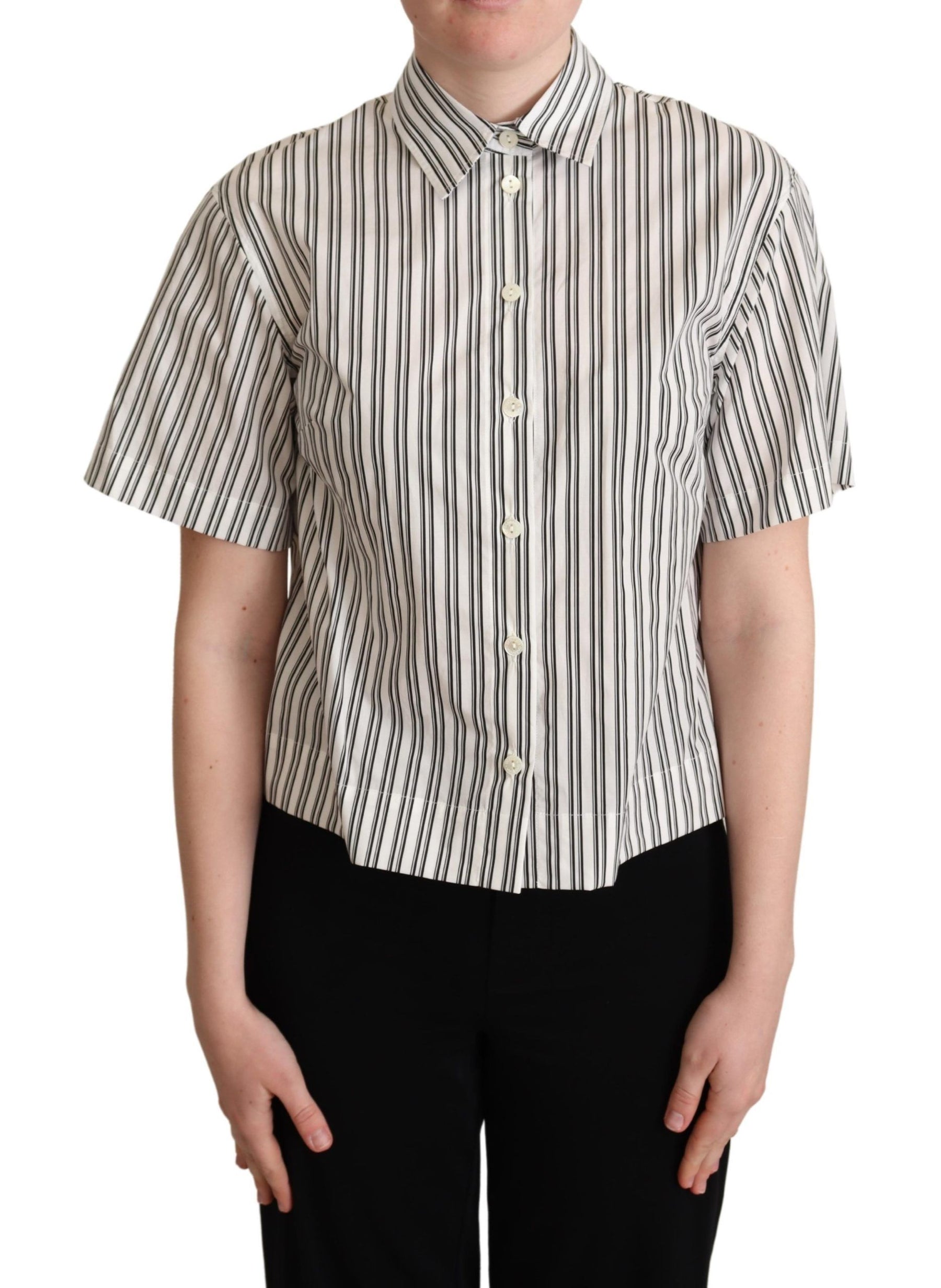 Dolce & Gabbana White Black Striped Shirt Blouse Top | Regal Royce