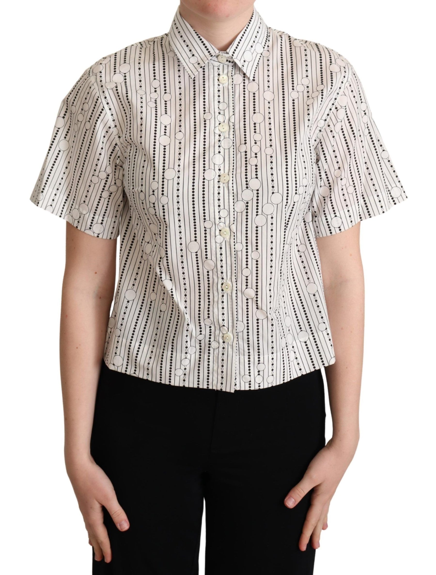 Dolce & Gabbana White Circles Dots Collared Button Up Shirt | Regal Royce