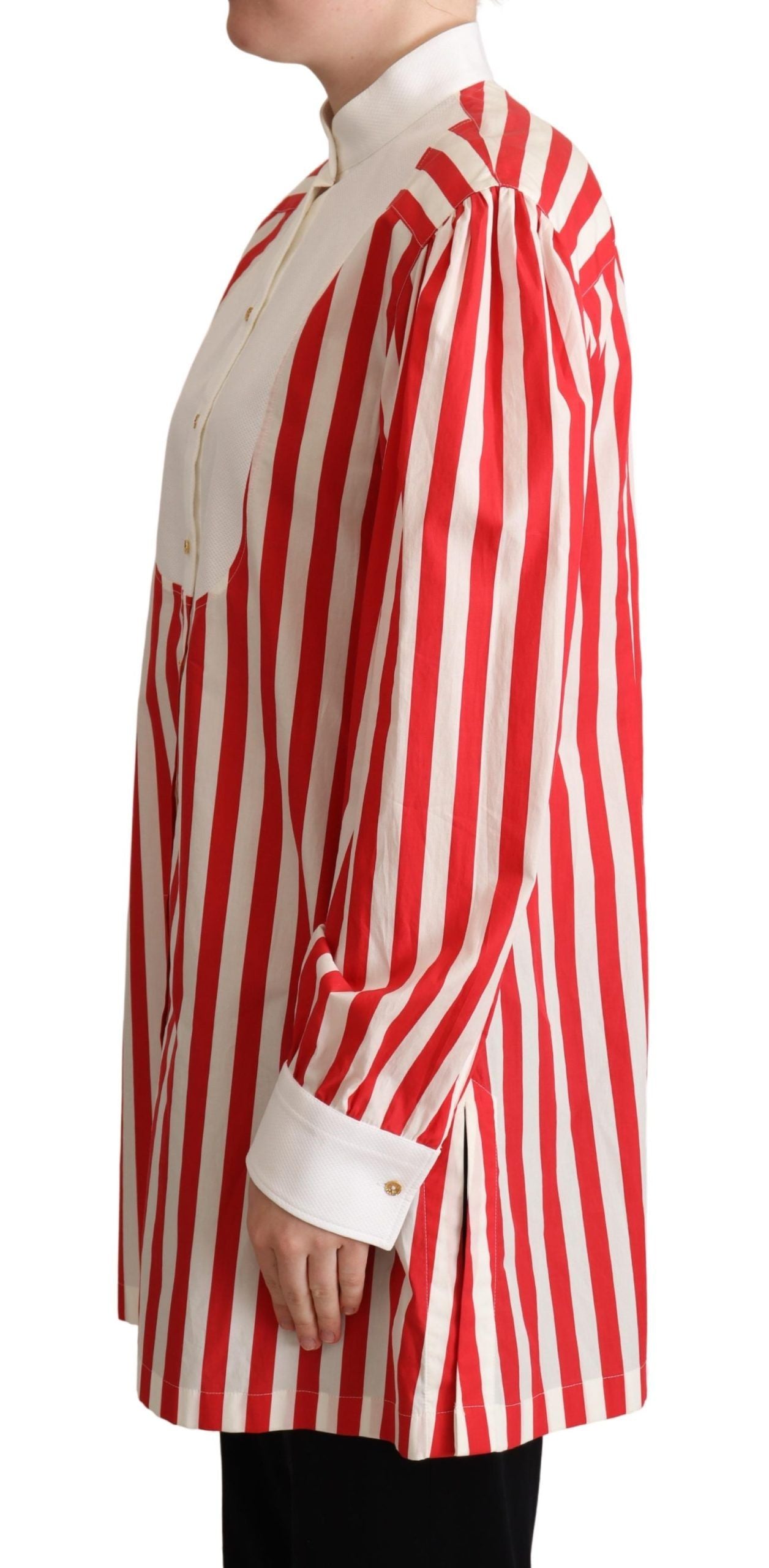 Dolce & Gabbana Red White Striped Long Sleeves Formal Shirt | Regal Royce