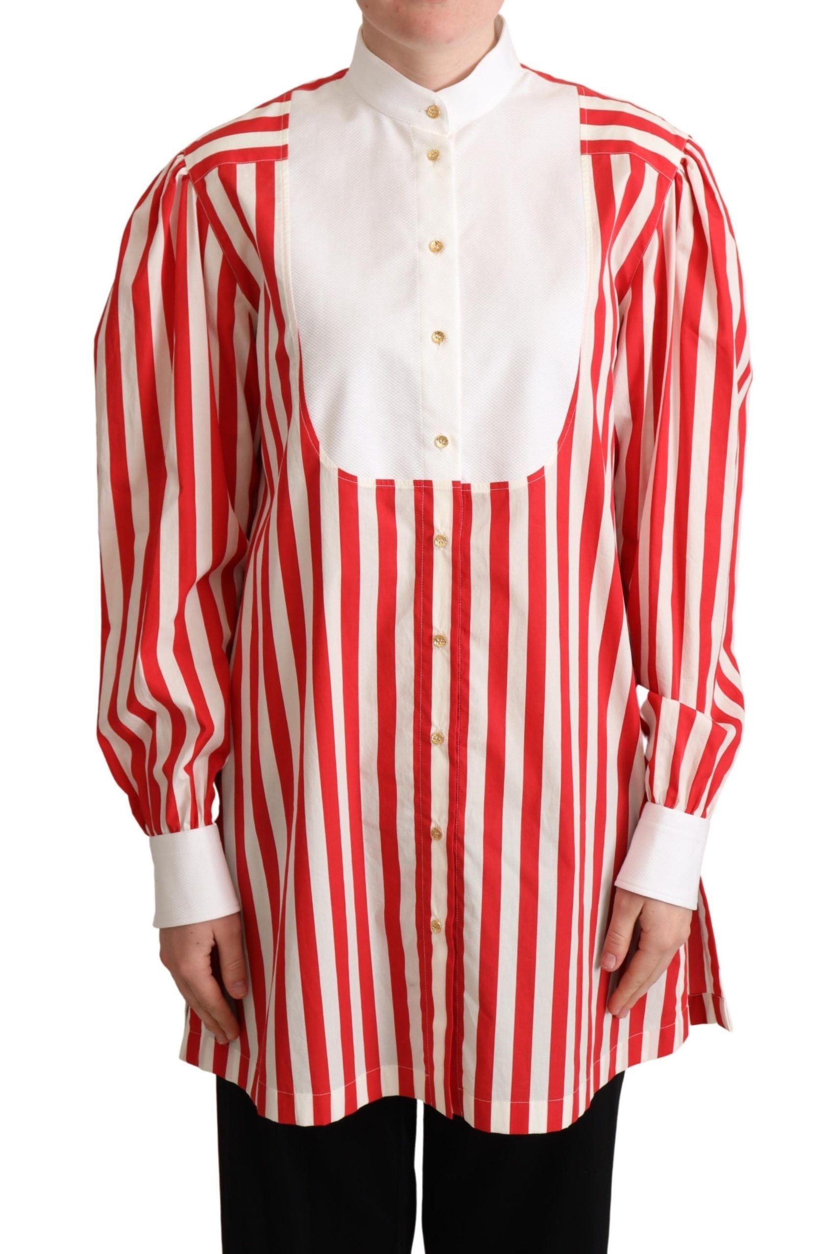 Dolce & Gabbana Red White Striped Long Sleeves Formal Shirt | Regal Royce