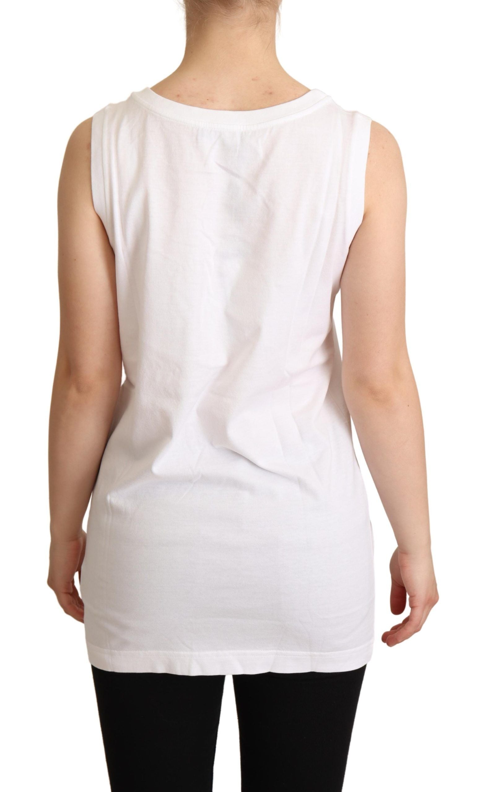 Dolce & Gabbana White La Moda Crystal Tank Top T-shirt | Regal Royce