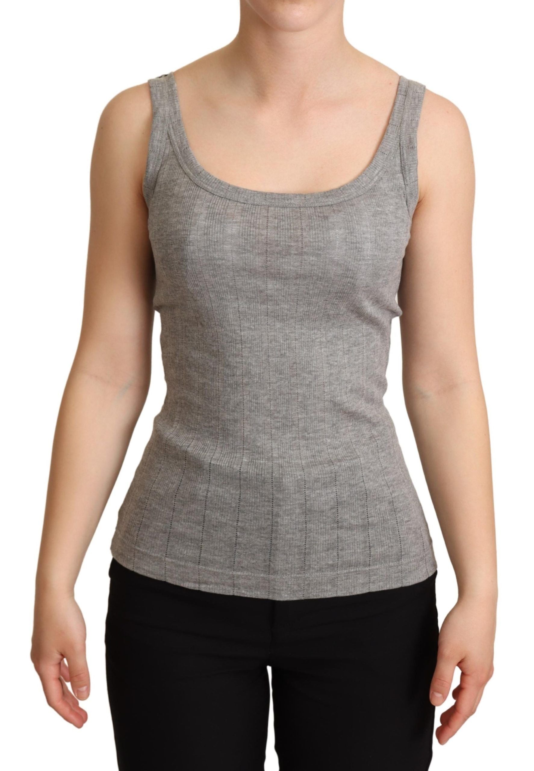 Dolce & Gabbana Gray Cotton Modal Canotta Tank Top T-shirt | Regal Royce