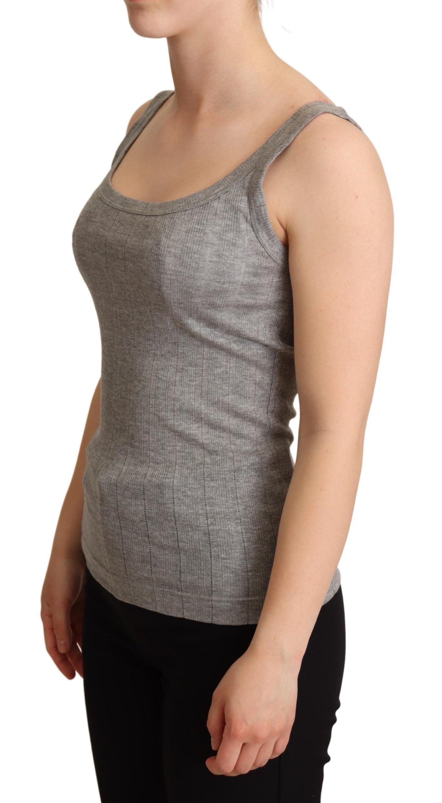 Dolce & Gabbana Gray Cotton Modal Canotta Tank Top T-shirt | Regal Royce