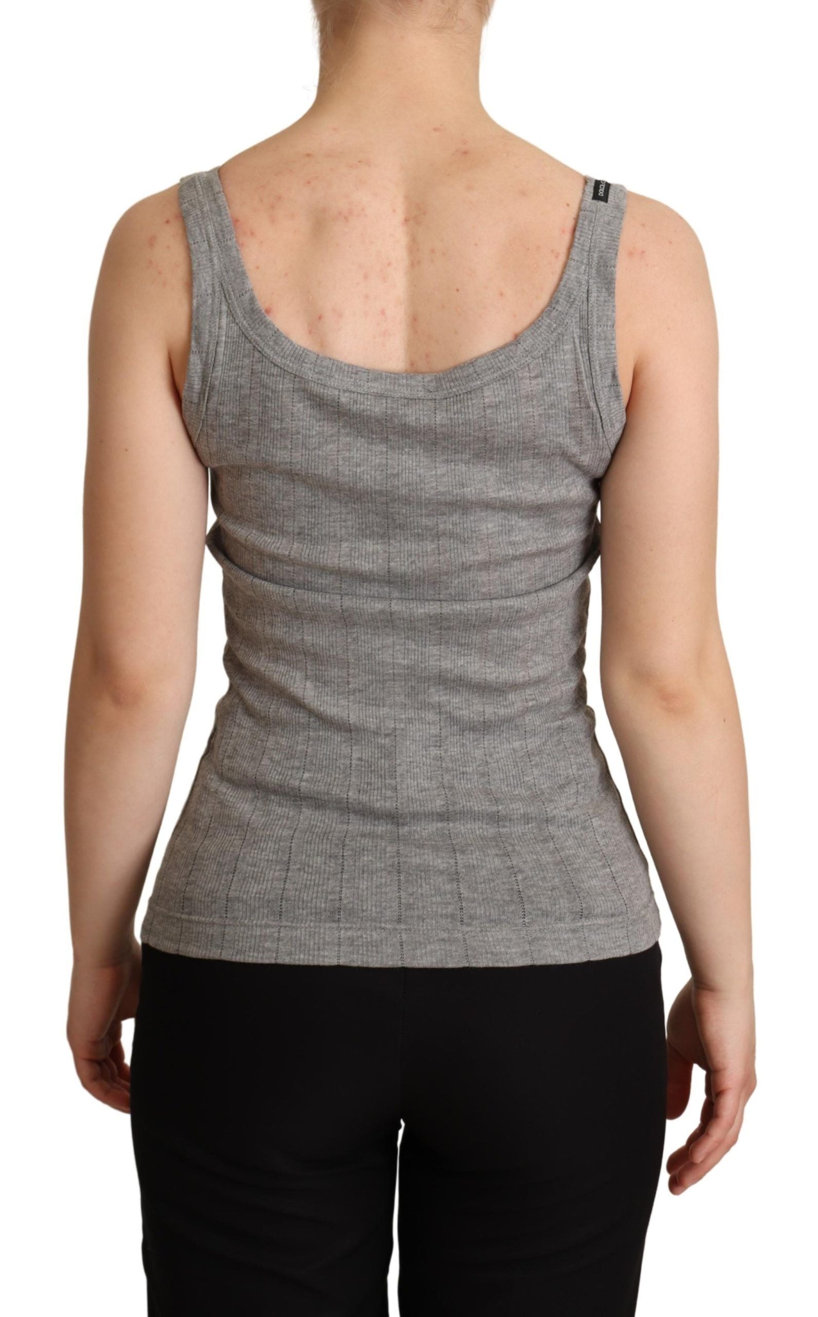 Dolce & Gabbana Gray Cotton Modal Canotta Tank Top T-shirt | Regal Royce