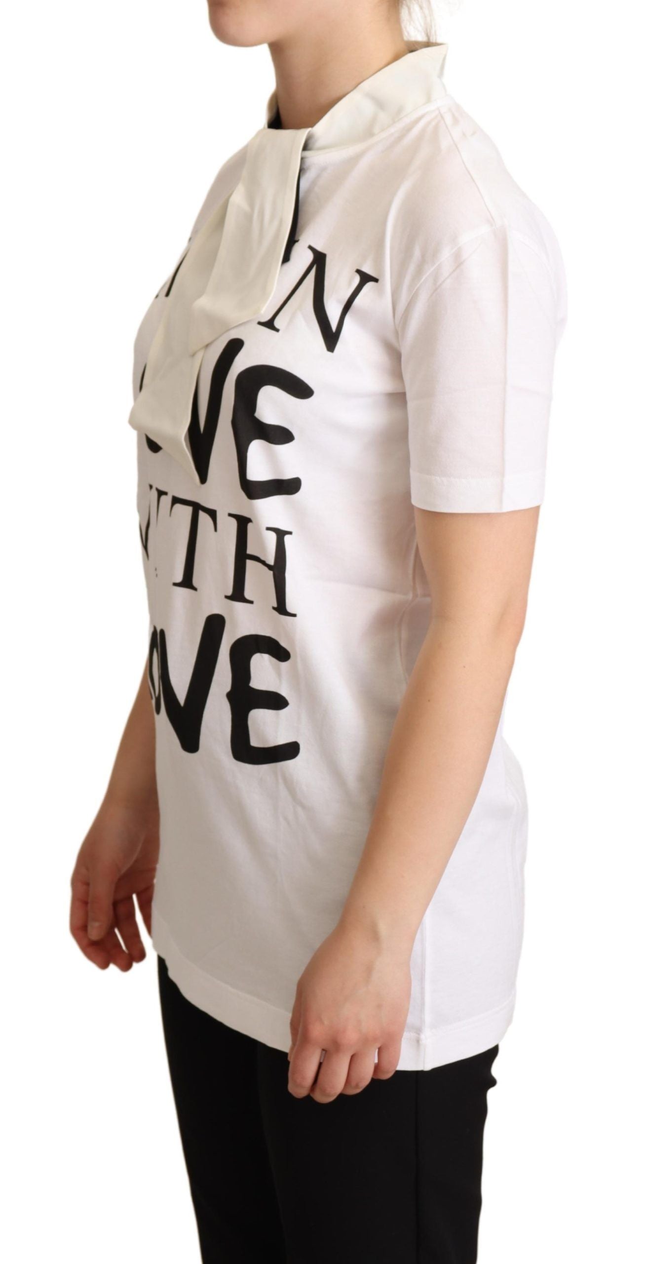 Dolce & Gabbana White Cotton Silk I'm In Love Top T-shirt | Regal Royce