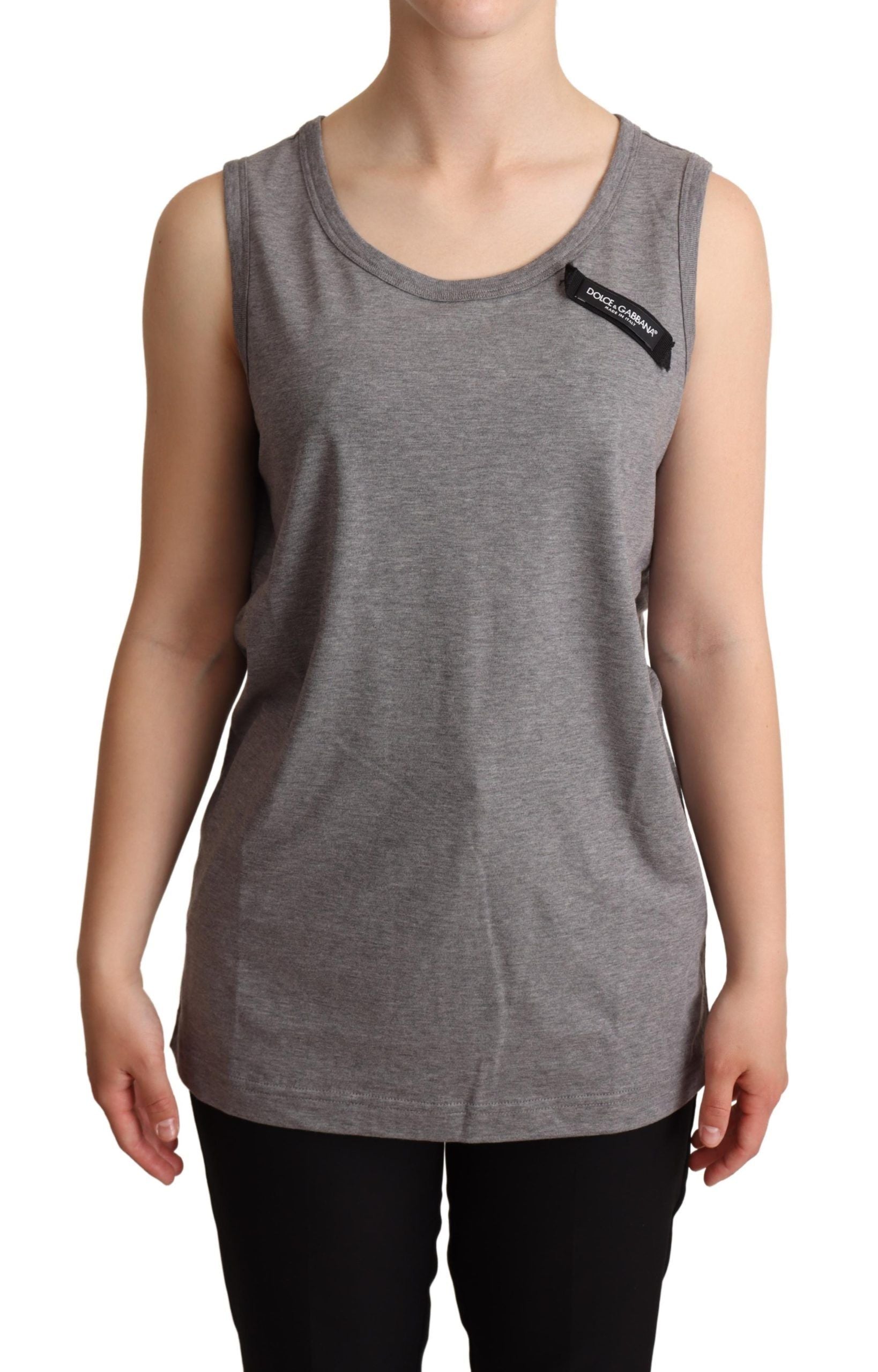 Dolce & Gabbana Gray Sleeveless Round Neck Tank Top T-shirt | Regal Royce