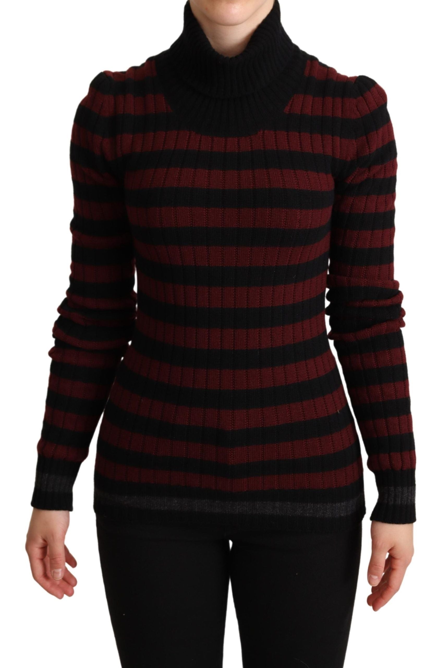 Dolce & Gabbana Black Red Striped Wool Pullover Sweater | Regal Royce