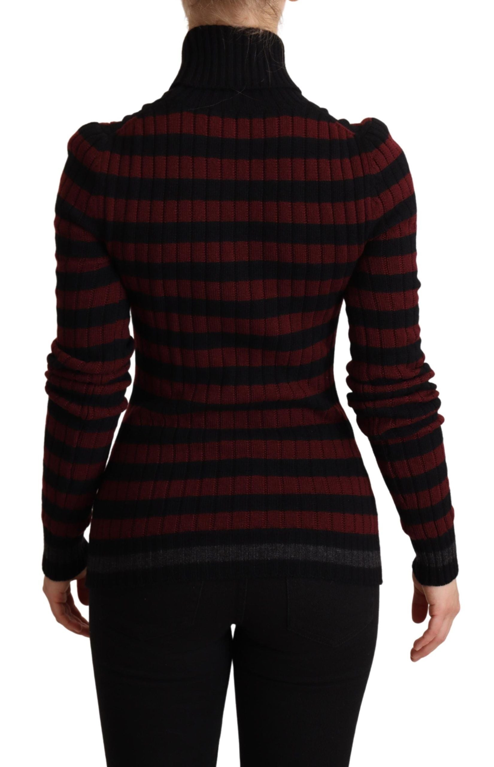 Dolce & Gabbana Black Red Striped Wool Pullover Sweater | Regal Royce