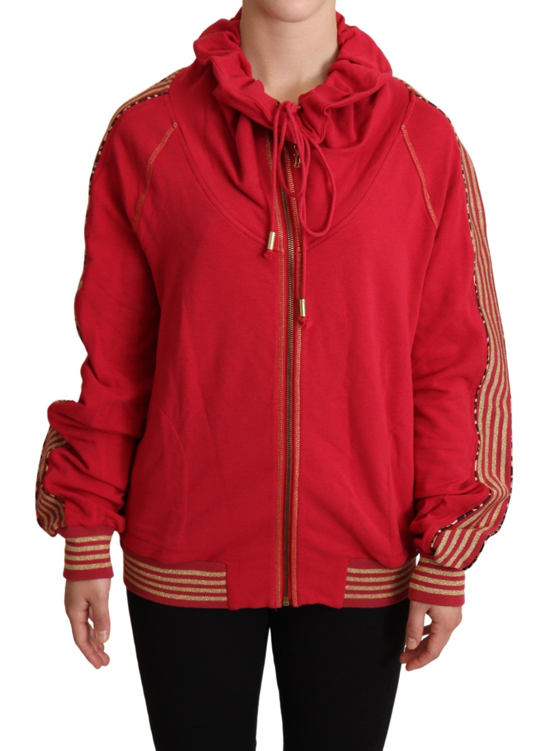 John Galliano Red Full Zip Jacket Sweatshirt Hooded Sweater | Regal Royce