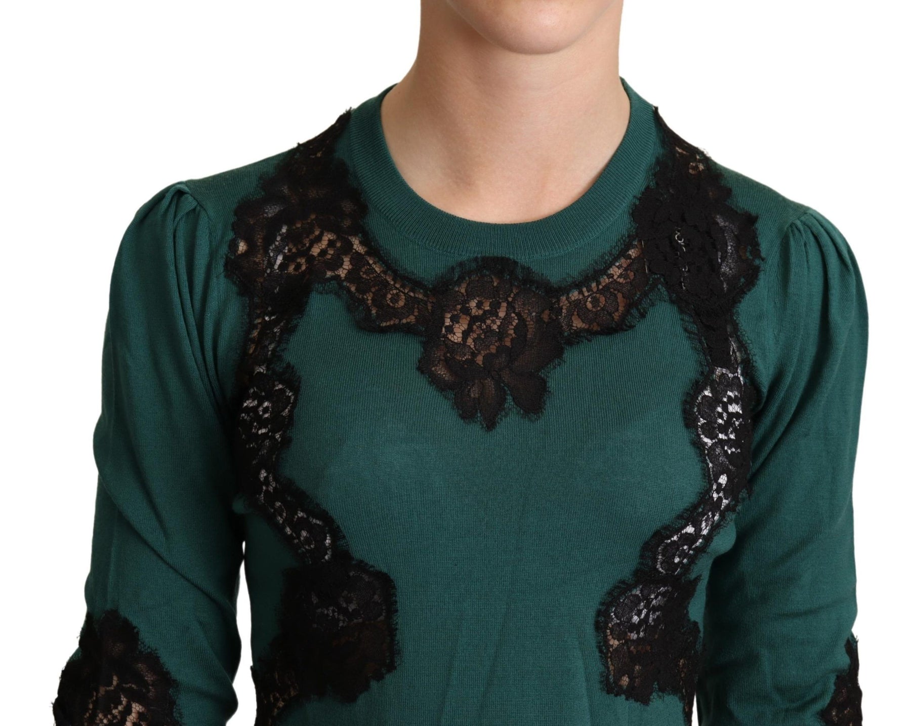 Dolce & Gabbana Green Wool Crewneck Sweater | Regal Royce