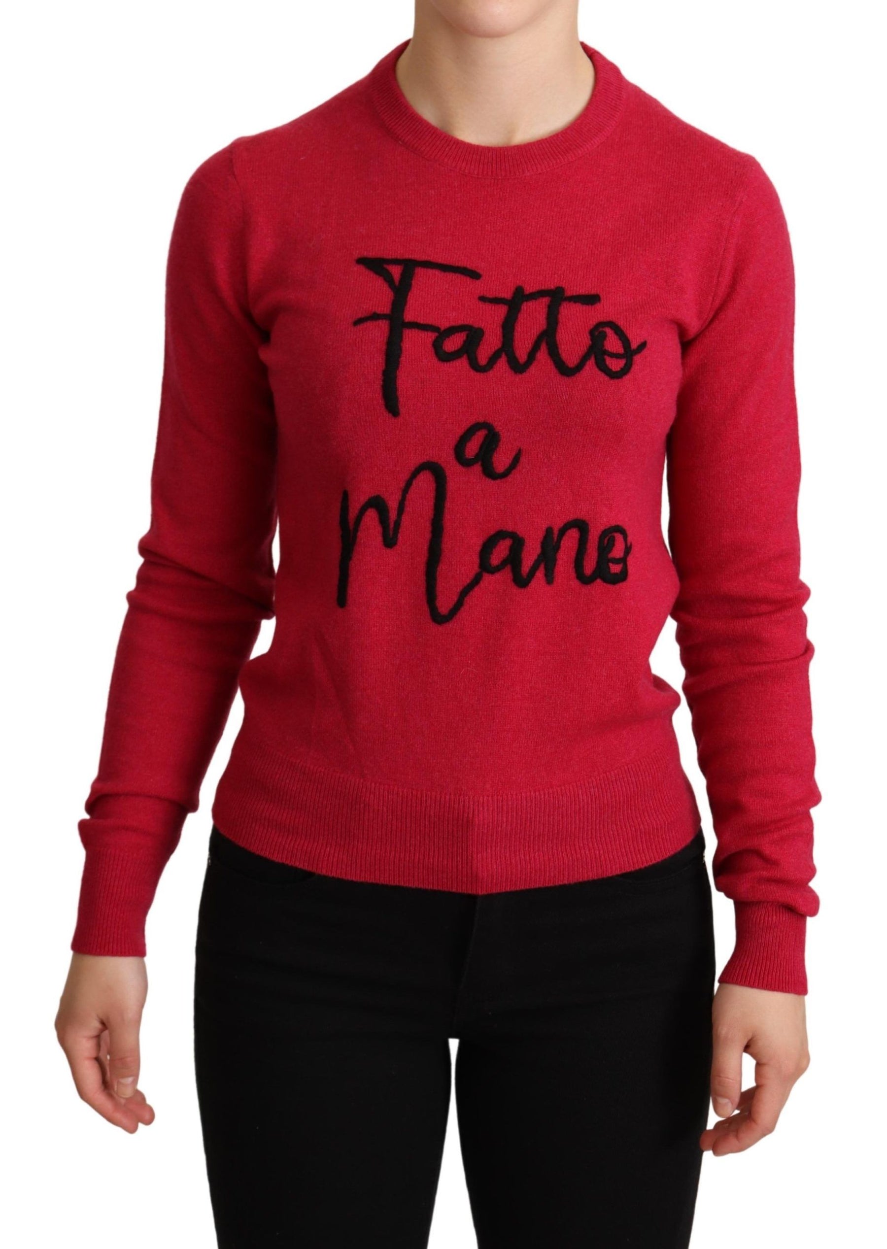 Dolce & Gabbana Pink Embroidered Cashmere Wool Pullover Sweater | Regal Royce