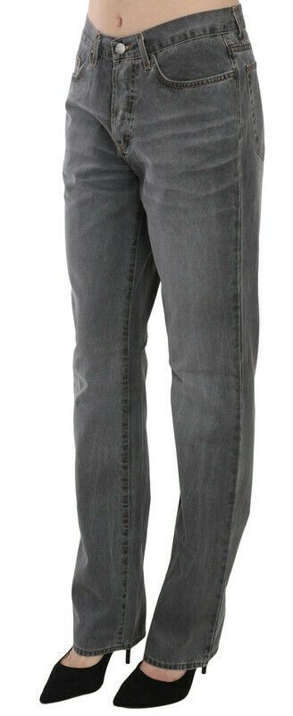 Just Cavalli Gray Washed Mid Waist Straight Denim Pants Jeans | Regal Royce