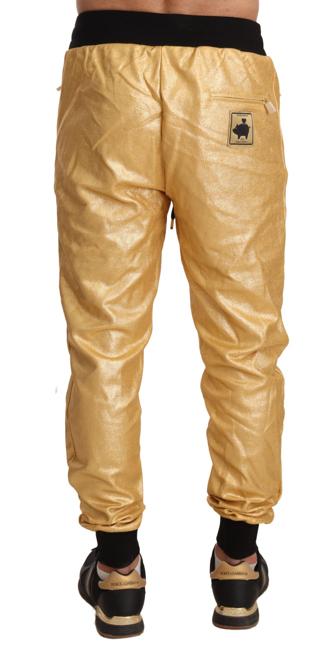 Dolce & Gabbana Gold Pig Of The Year Cotton Trousers Pants | Regal Royce
