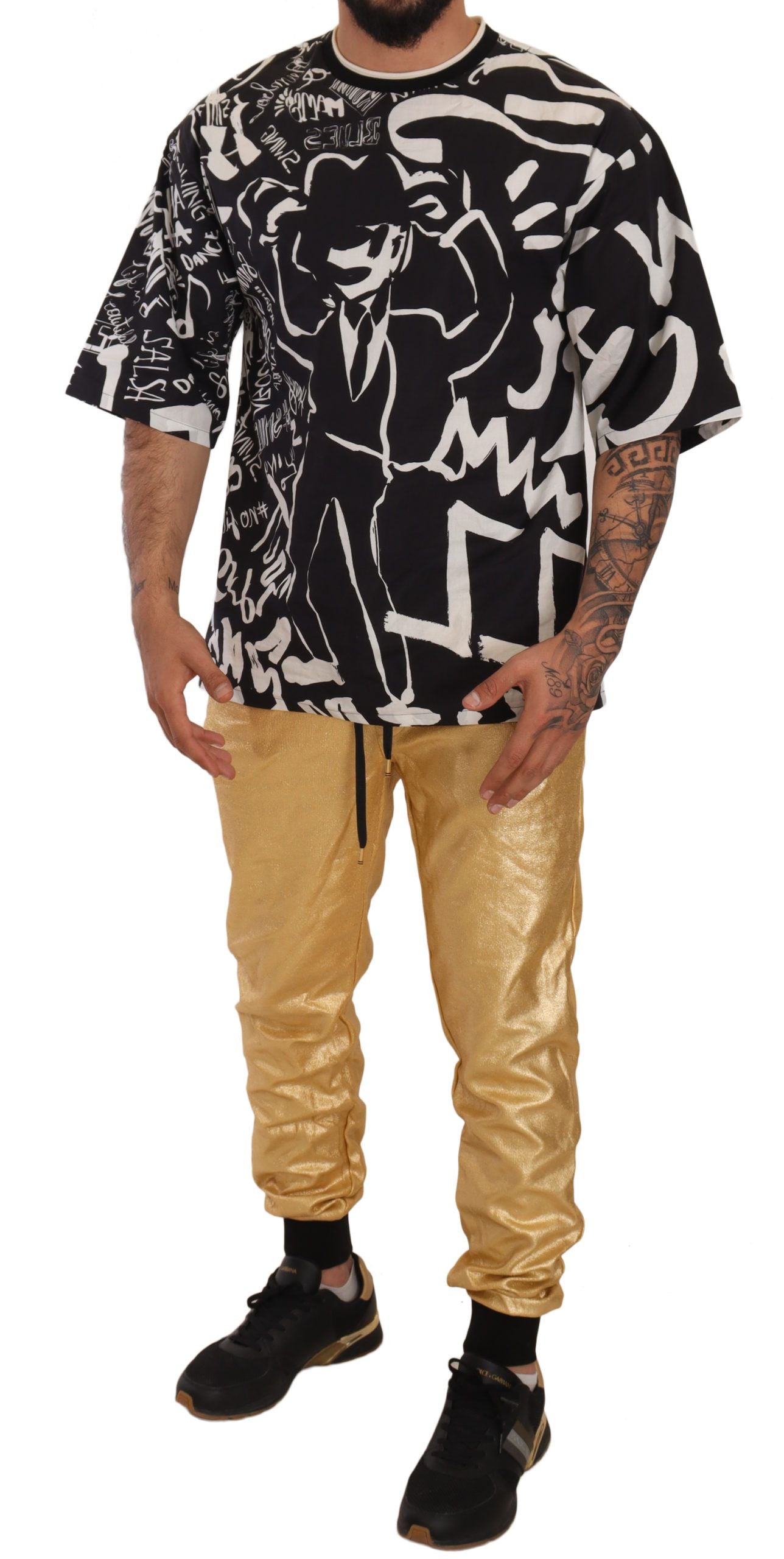 Dolce & Gabbana Gold Pig Of The Year Cotton Trousers Pants | Regal Royce