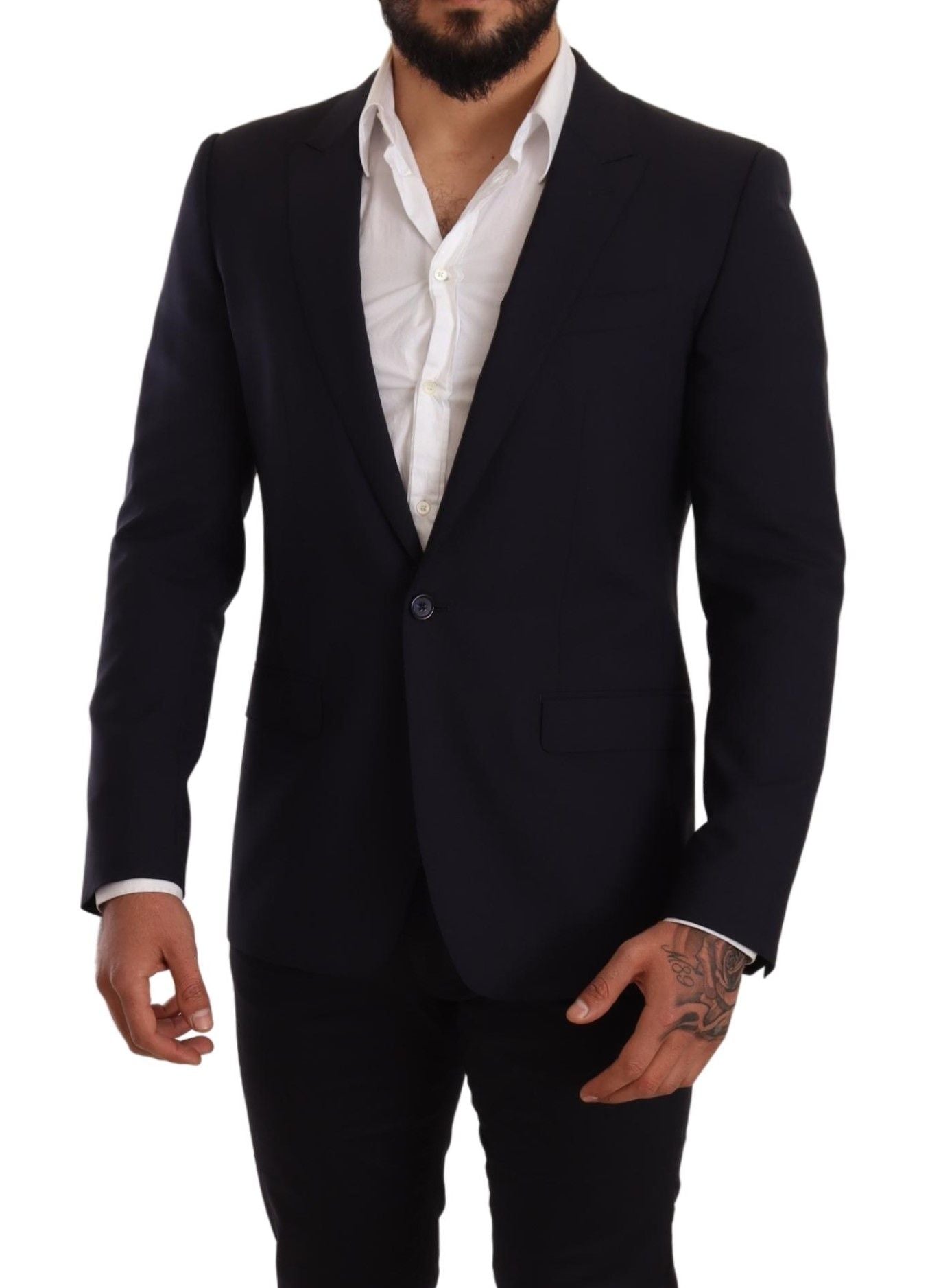 Dolce & Gabbana Navy Blue Wool Slim Fit MARTINI Blazer | Regal Royce