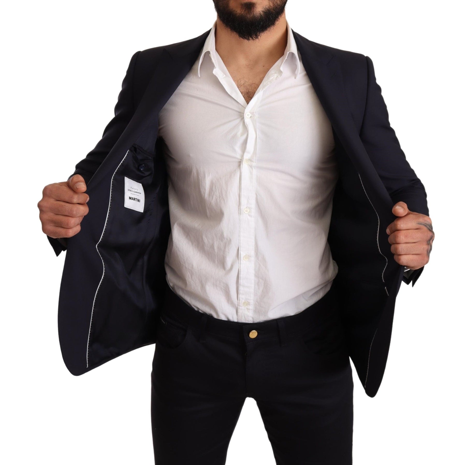 Dolce & Gabbana Navy Blue Wool Slim Fit MARTINI Blazer | Regal Royce