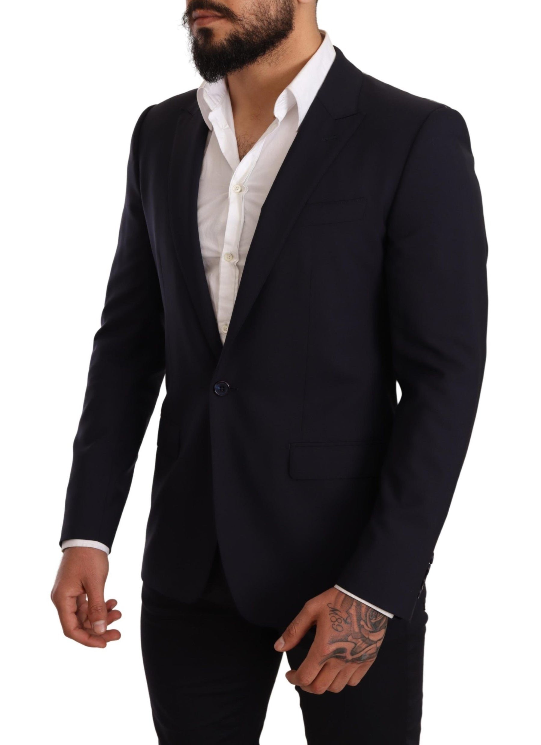 Dolce & Gabbana Navy Blue Wool Slim Fit MARTINI Blazer | Regal Royce
