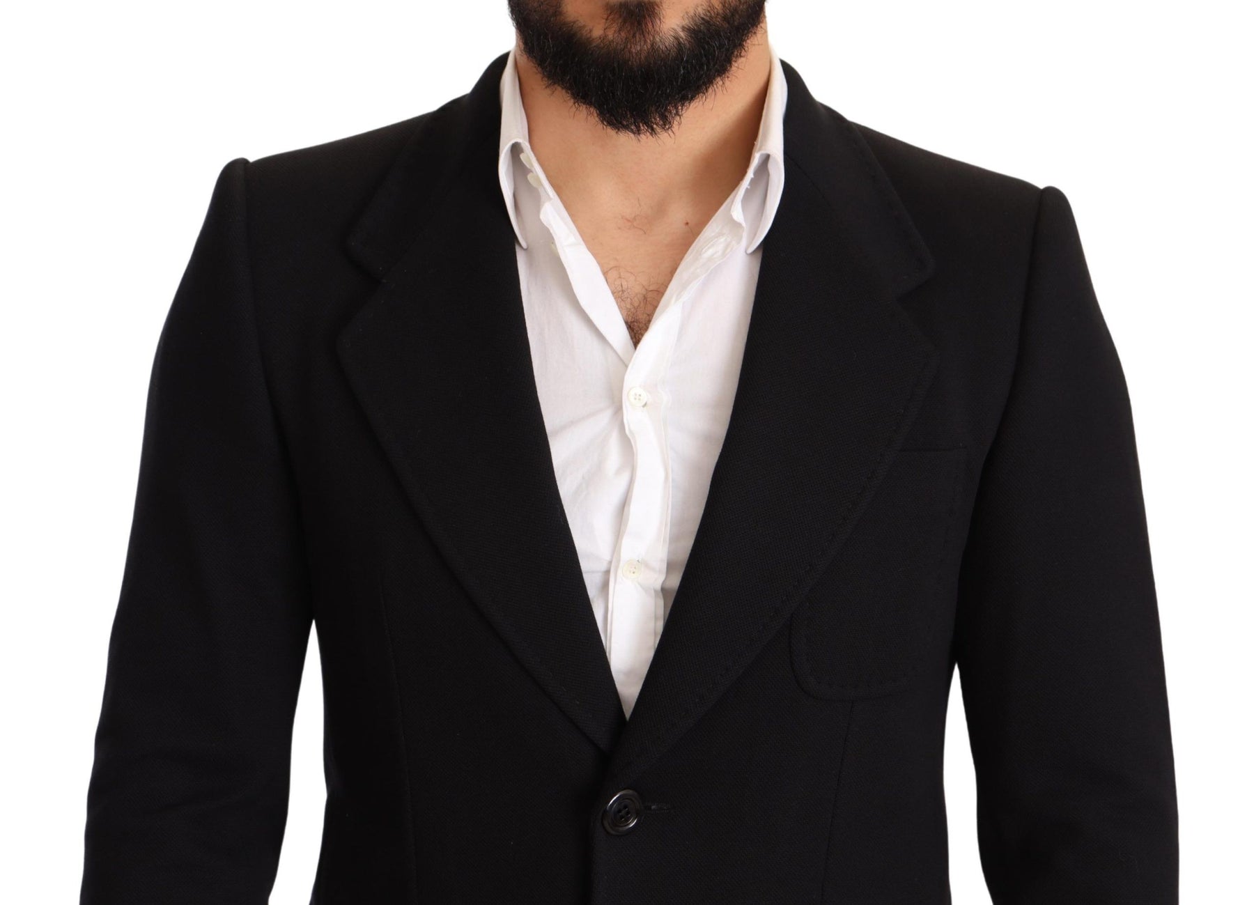 Dolce & Gabbana Black Cotton Slim Fit Coat Jacket  Blazer | Regal Royce