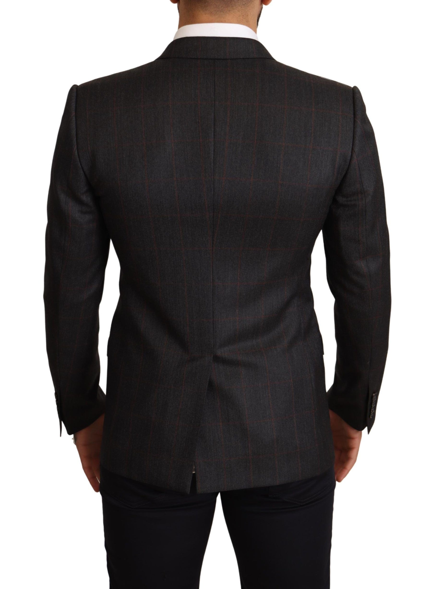 Dolce & Gabbana Gray Check Wool Slim Fit Blazer Jacket | Regal Royce