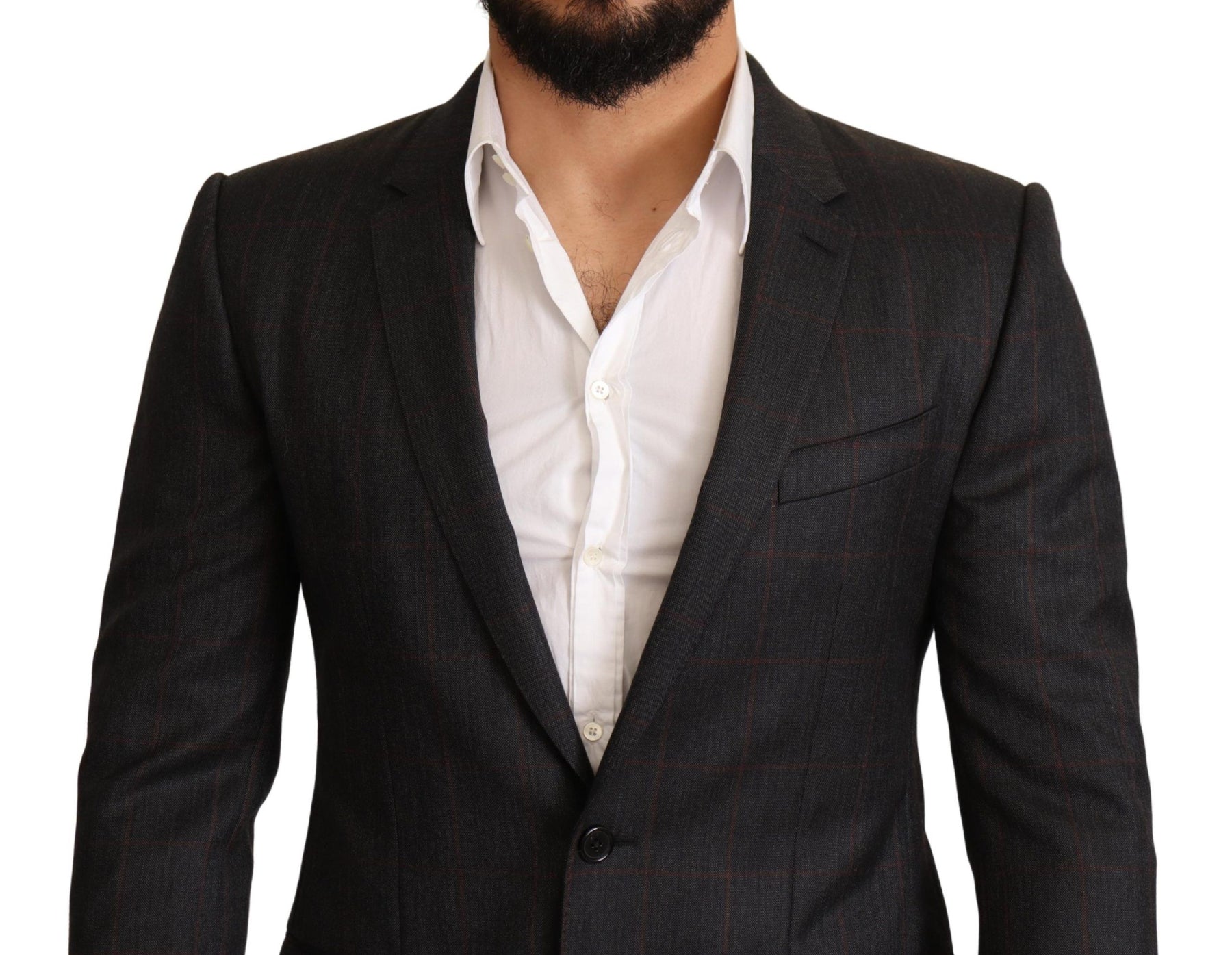 Dolce & Gabbana Gray Check Wool Slim Fit Blazer Jacket | Regal Royce