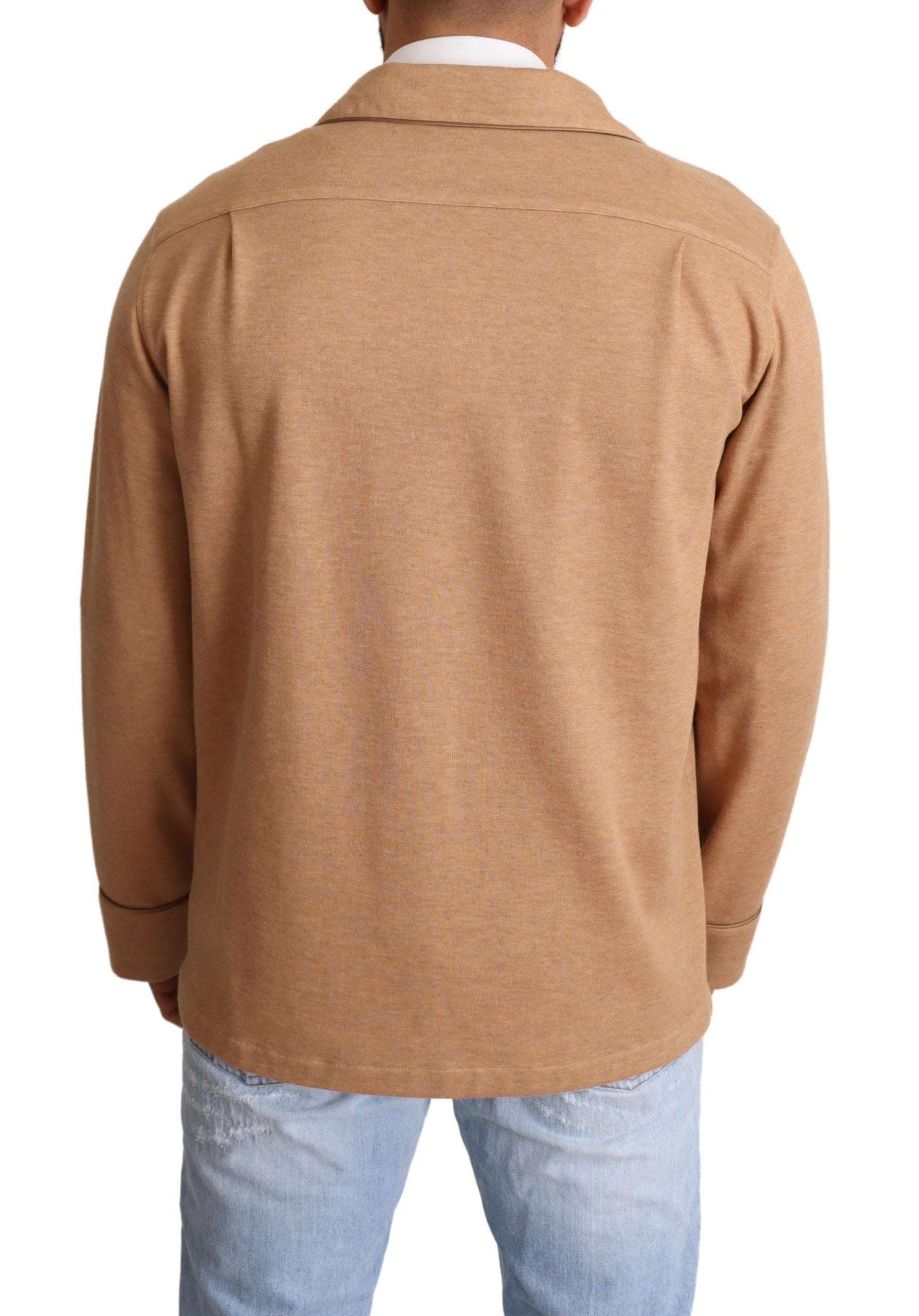 Dolce & Gabbana Brown Cotton Button Collared Coat Jacket | Regal Royce