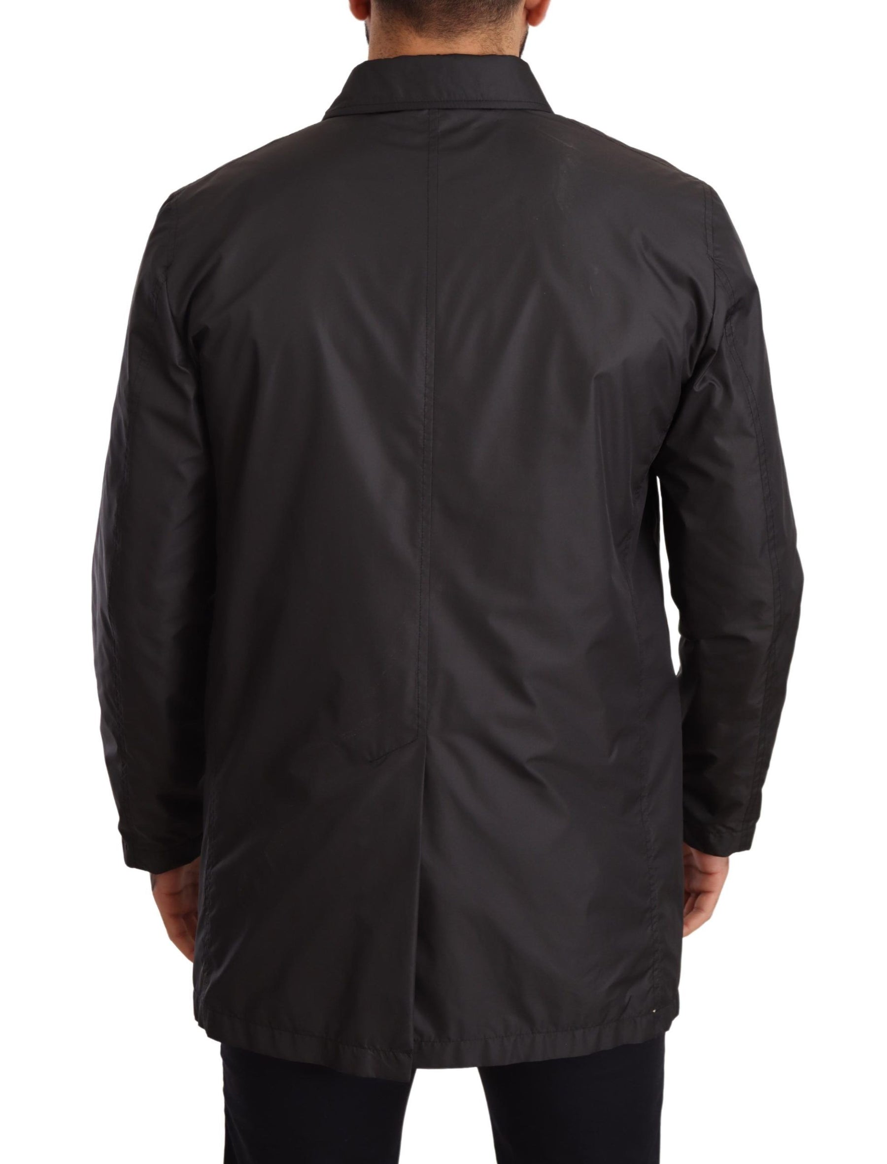 Dolce & Gabbana Black Polyester Mens Trench Coat Jacket | Regal Royce