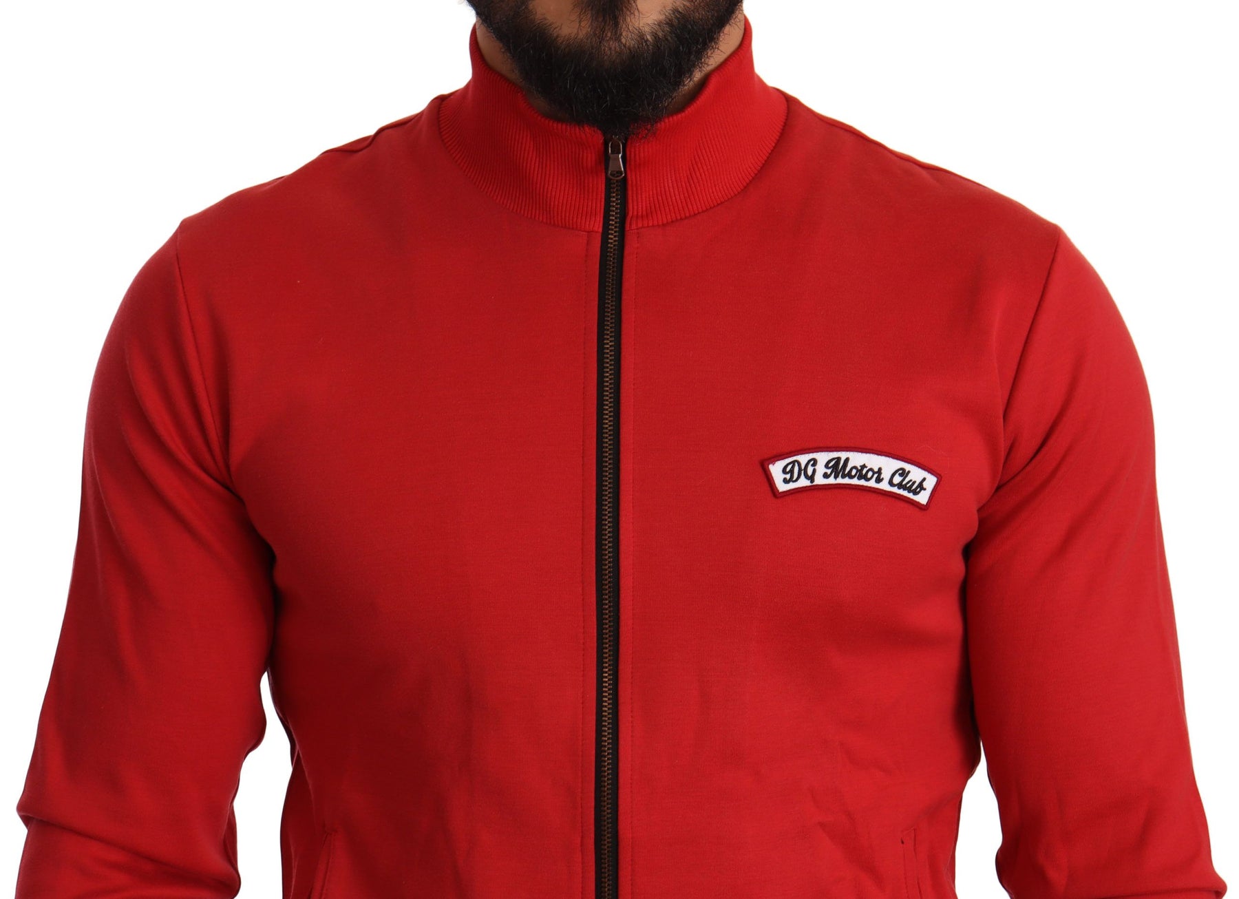 Dolce & Gabbana Red DG Motor Club Zipper Stretch Sweater | Regal Royce