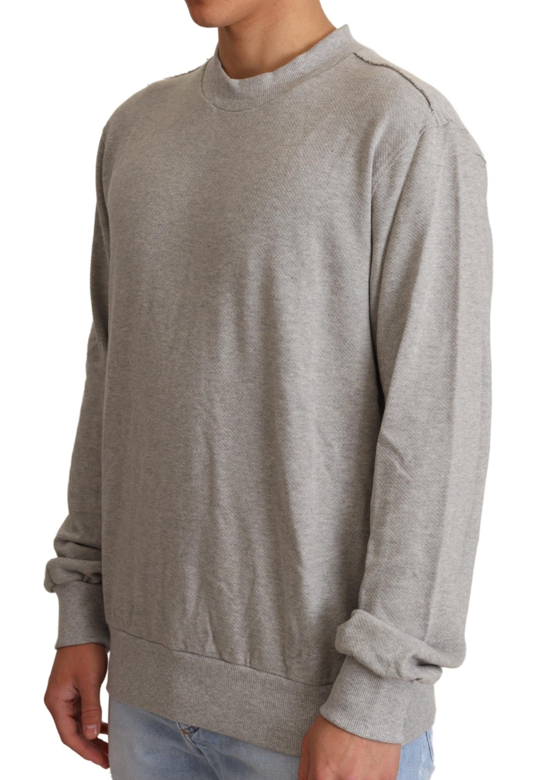Dolce & Gabbana Gray Cotton Crewneck Pullover Sweater | Regal Royce