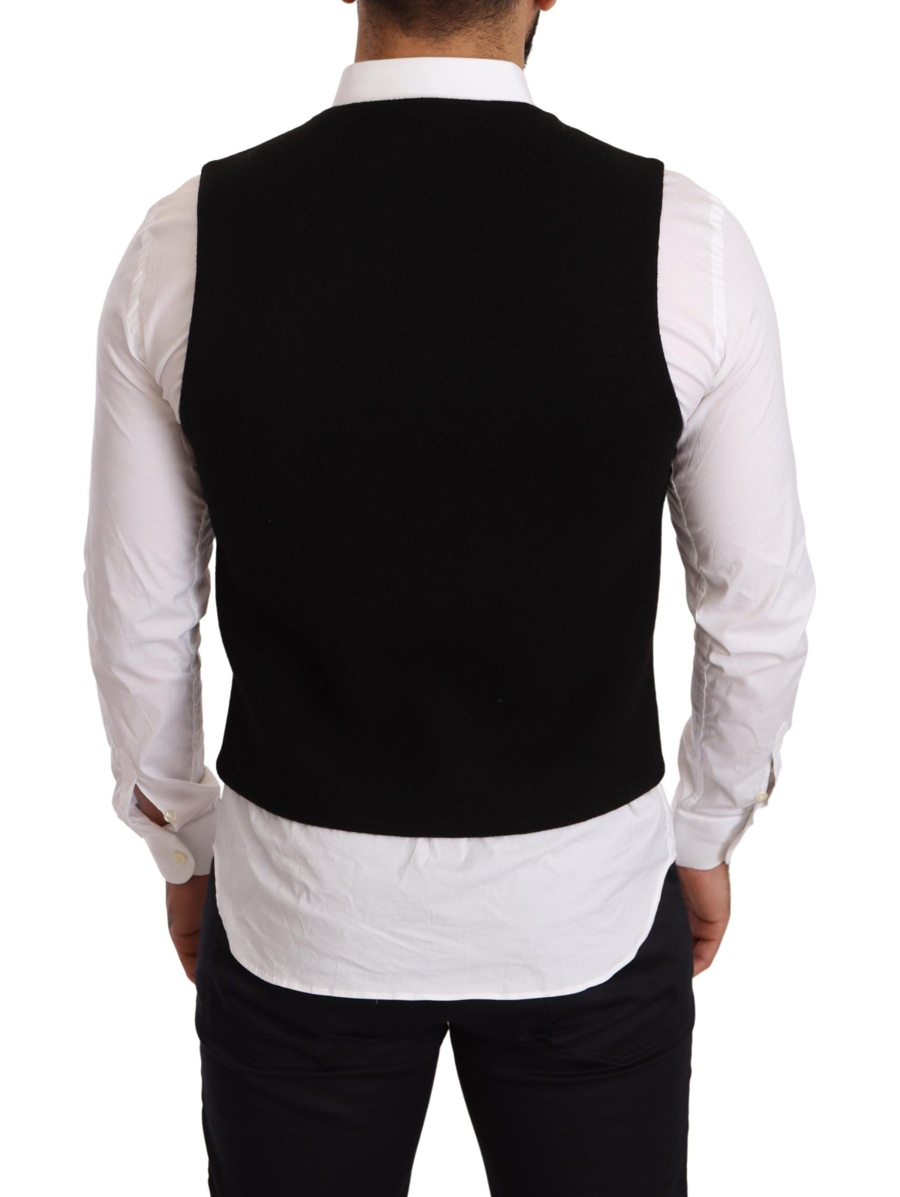 Dolce & Gabbana Black Cotton Single Breasted Waistcoat | Regal Royce
