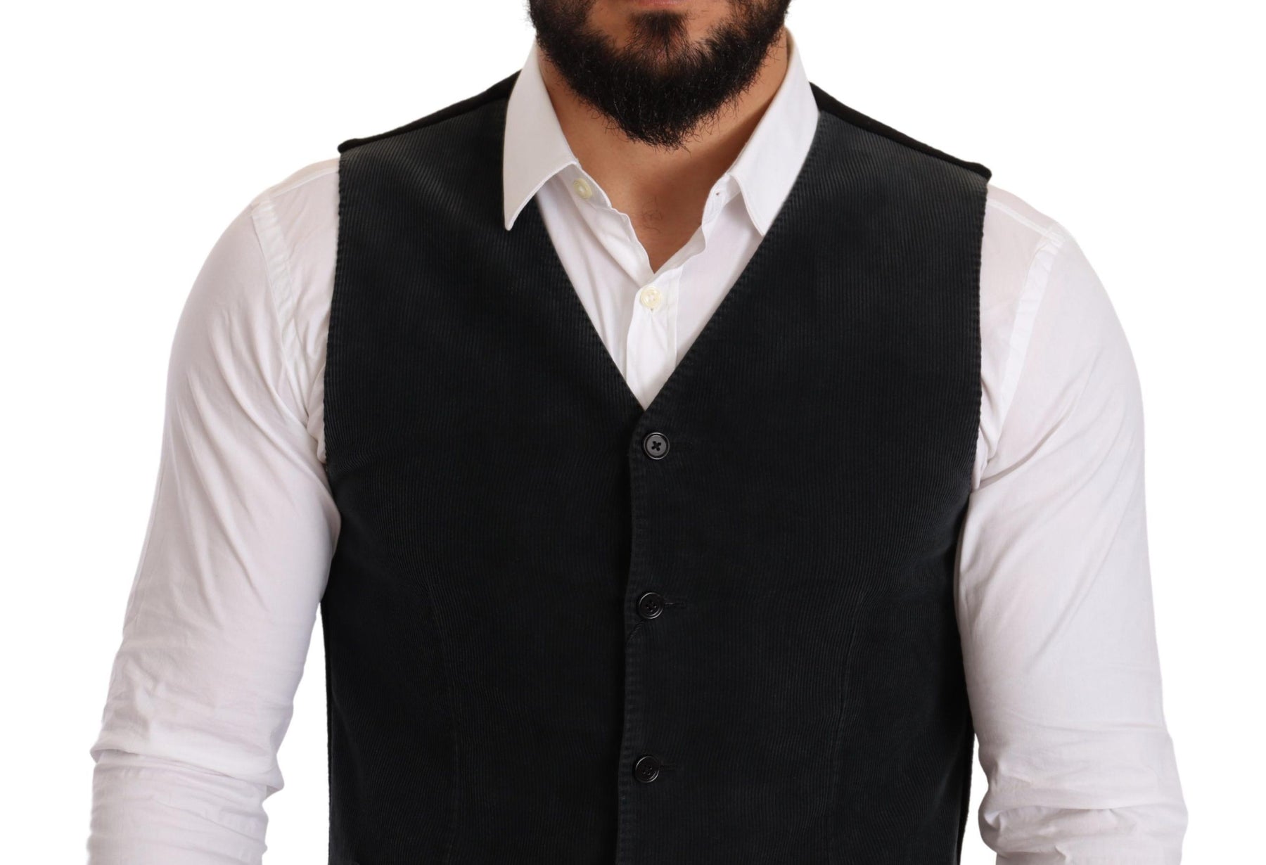 Dolce & Gabbana Black Cotton Single Breasted Waistcoat | Regal Royce