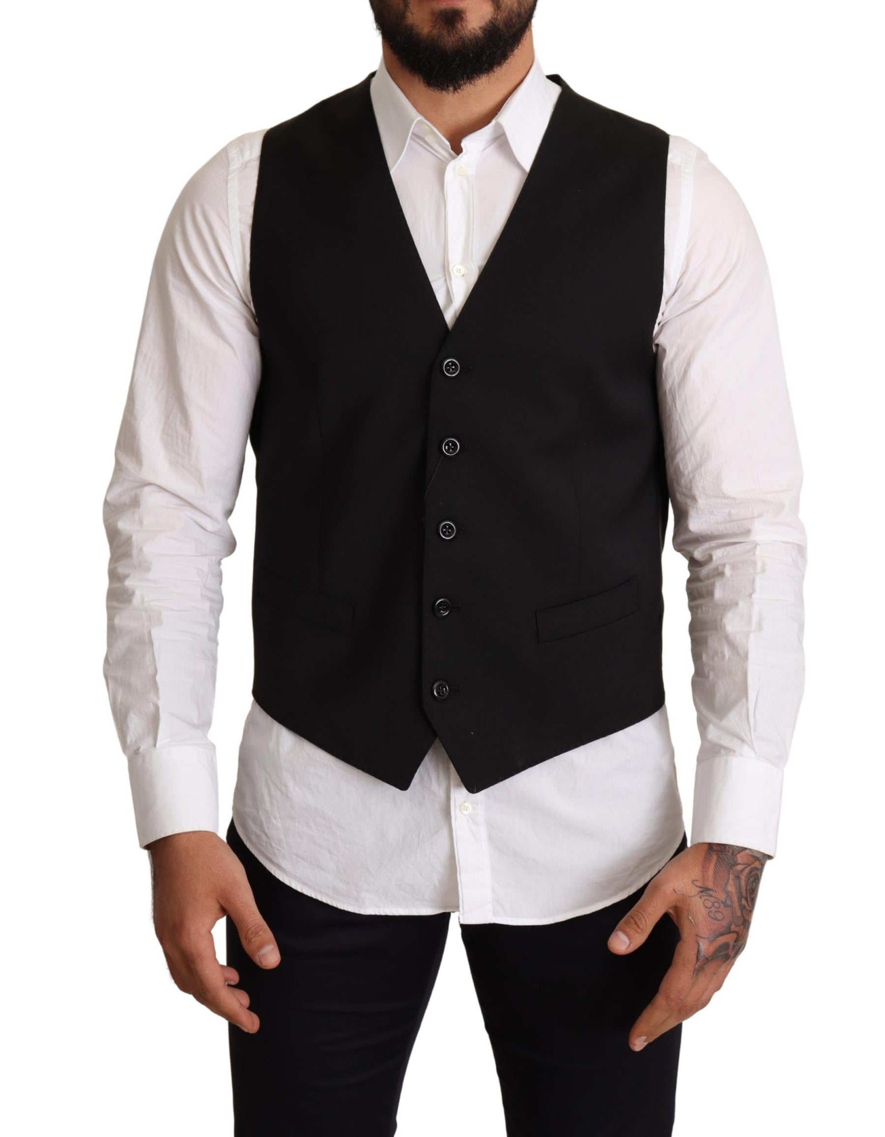 Dolce & Gabbana Black Wool Formal Waistcoat Dress | Regal Royce
