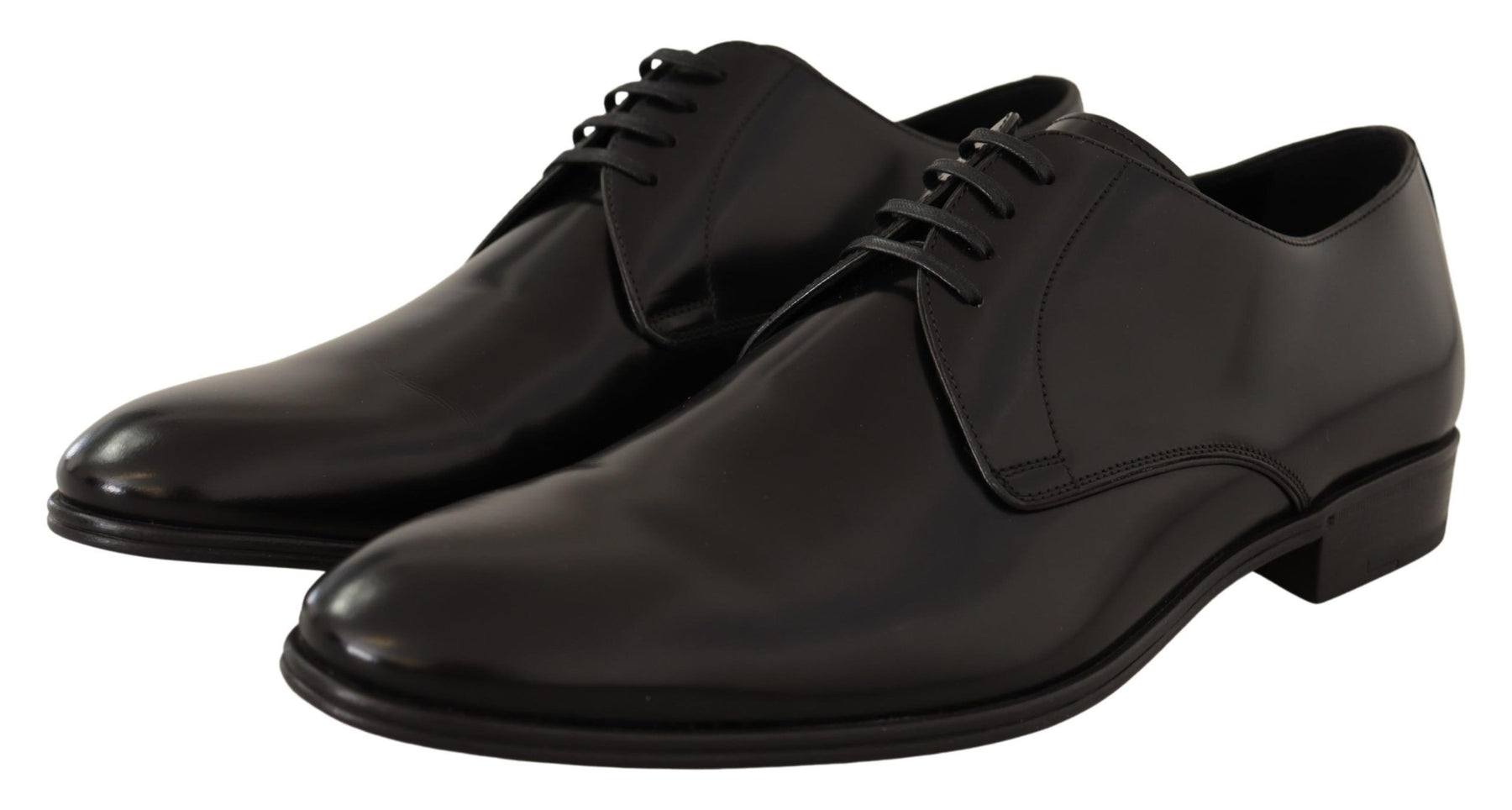 Dolce & Gabbana Black Leather Lace Up Men Dress Derby Shoes | Regal Royce