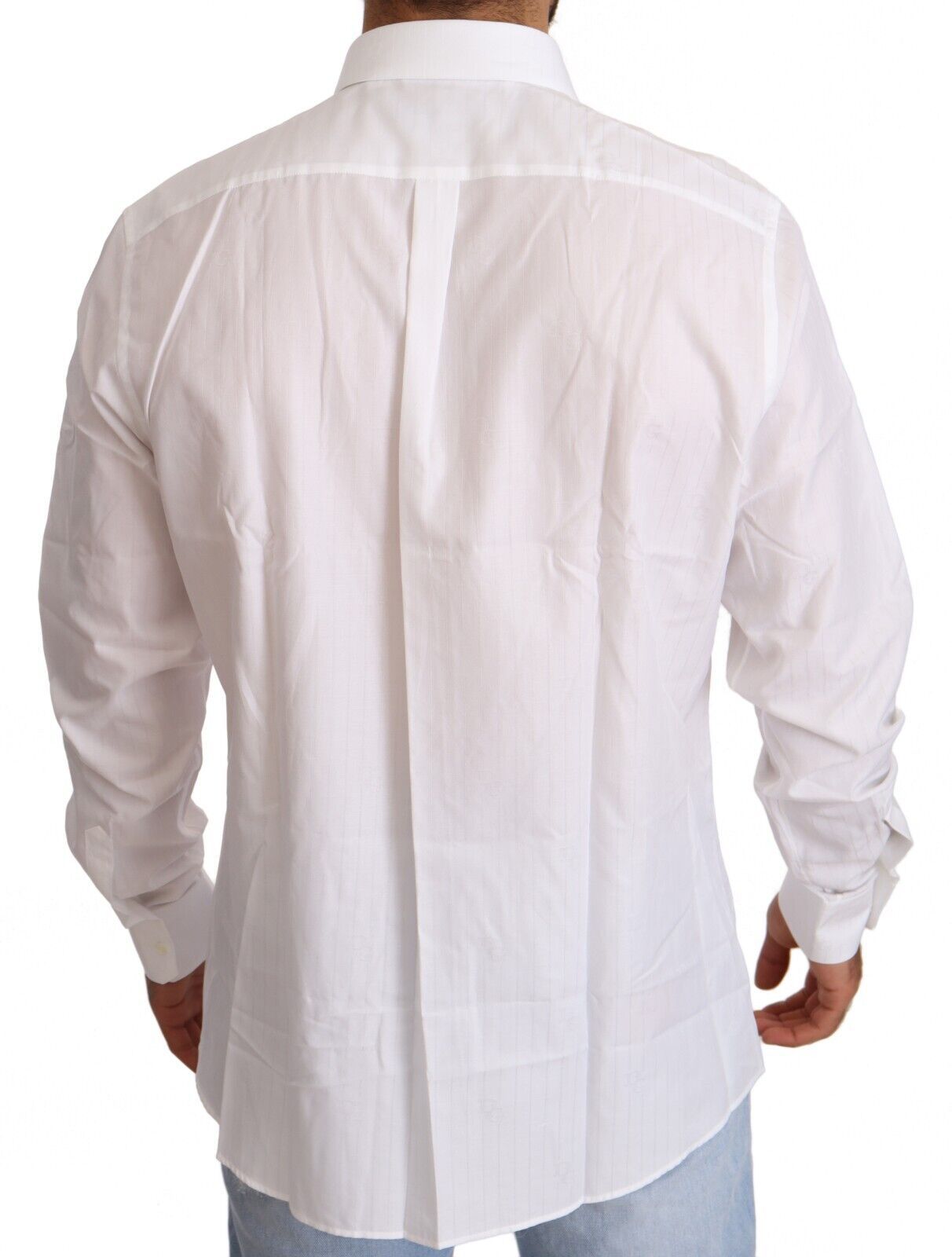 Dolce & Gabbana White Cotton Slim Fit Men MARTINI Shirt | Regal Royce