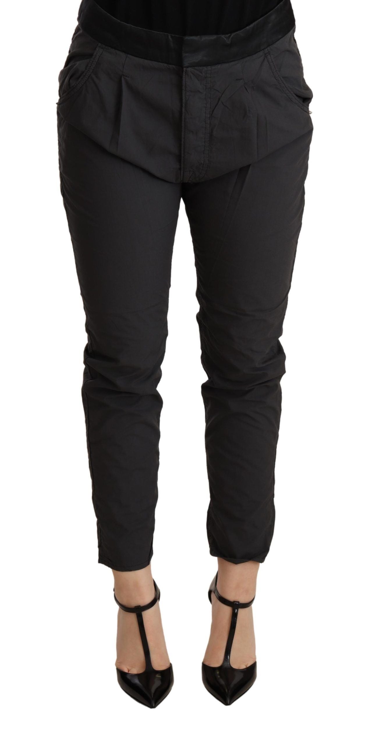 CYCLE Gray Mid Waist Slim Fit Skinny Cotton Trouser | Regal Royce