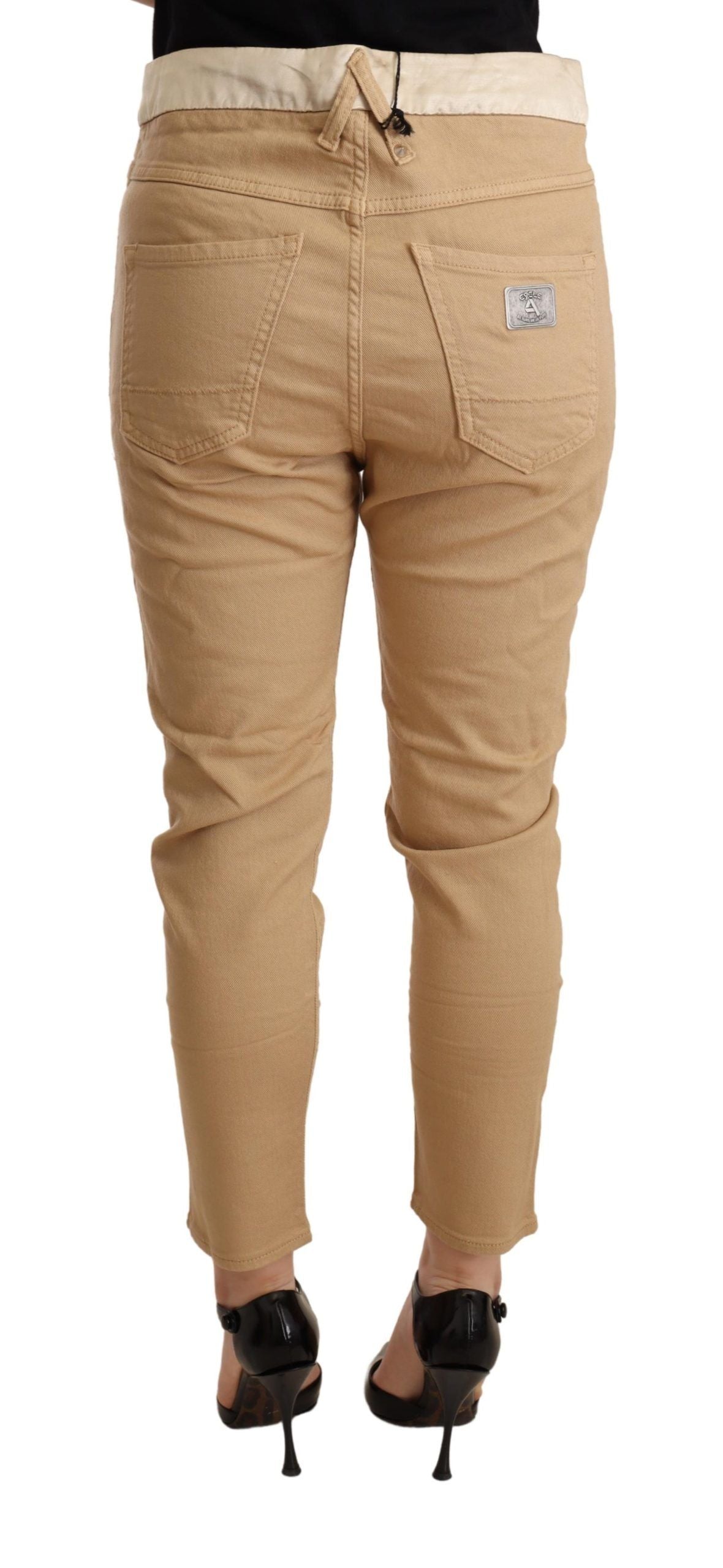 CYCLE Beige Mid Waist Slim Fit Skinny Stretch Trouser | Regal Royce