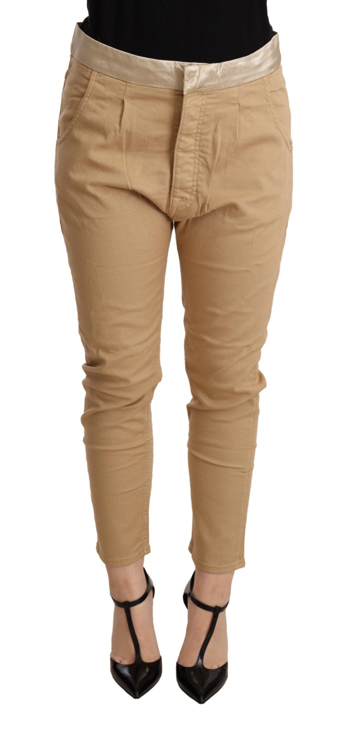 CYCLE Beige Mid Waist Slim Fit Skinny Stretch Trouser | Regal Royce