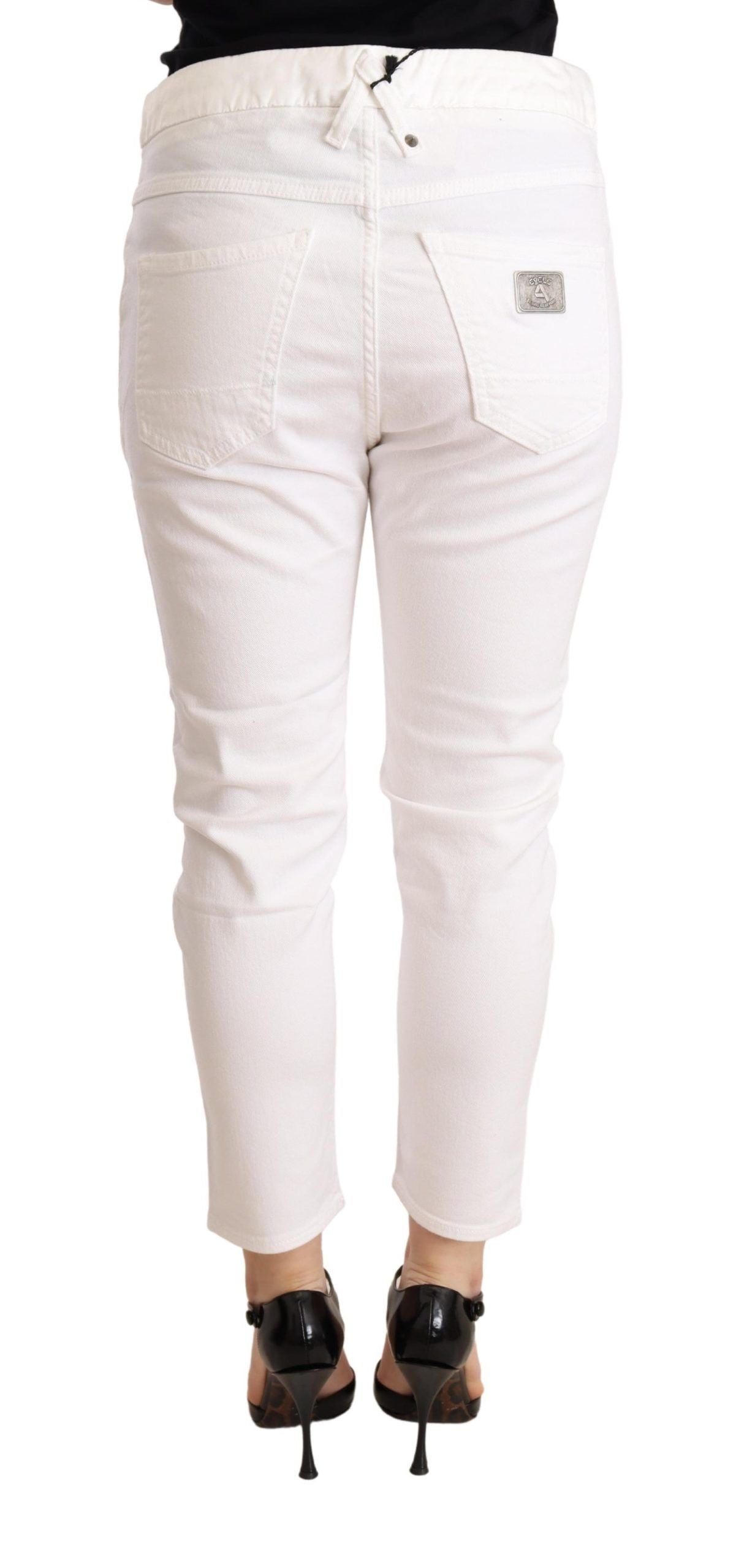 CYCLE White Mid Waist Slim Fit Skinny Cotton Stretch Trouser | Regal Royce