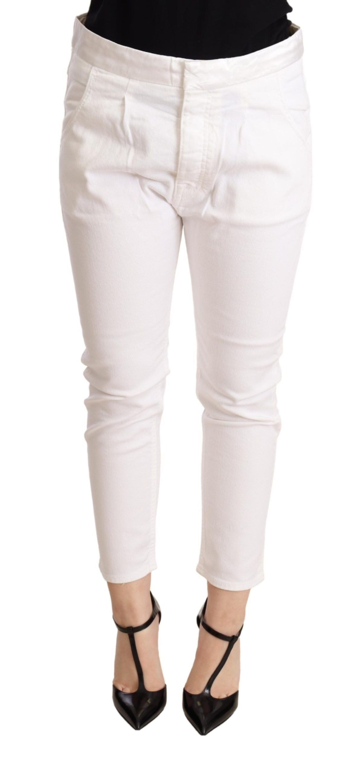 CYCLE White Mid Waist Slim Fit Skinny Cotton Stretch Trouser | Regal Royce