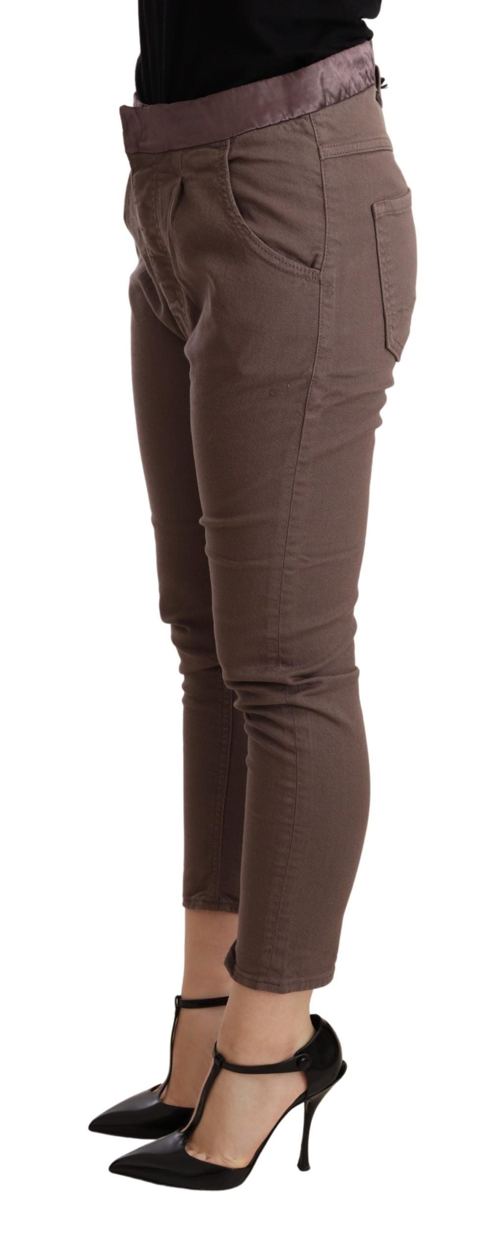 CYCLE Brown Mid Waist Cropped Skinny Stretch Trouser | Regal Royce