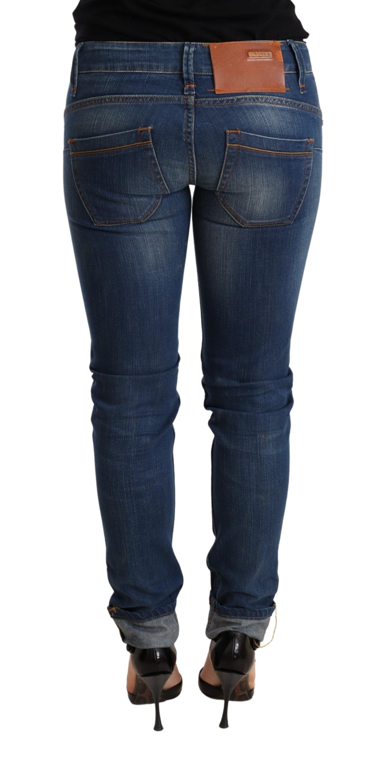 Acht Blue Washed Low Waist Skinny Denim Jeans Pant | Regal Royce