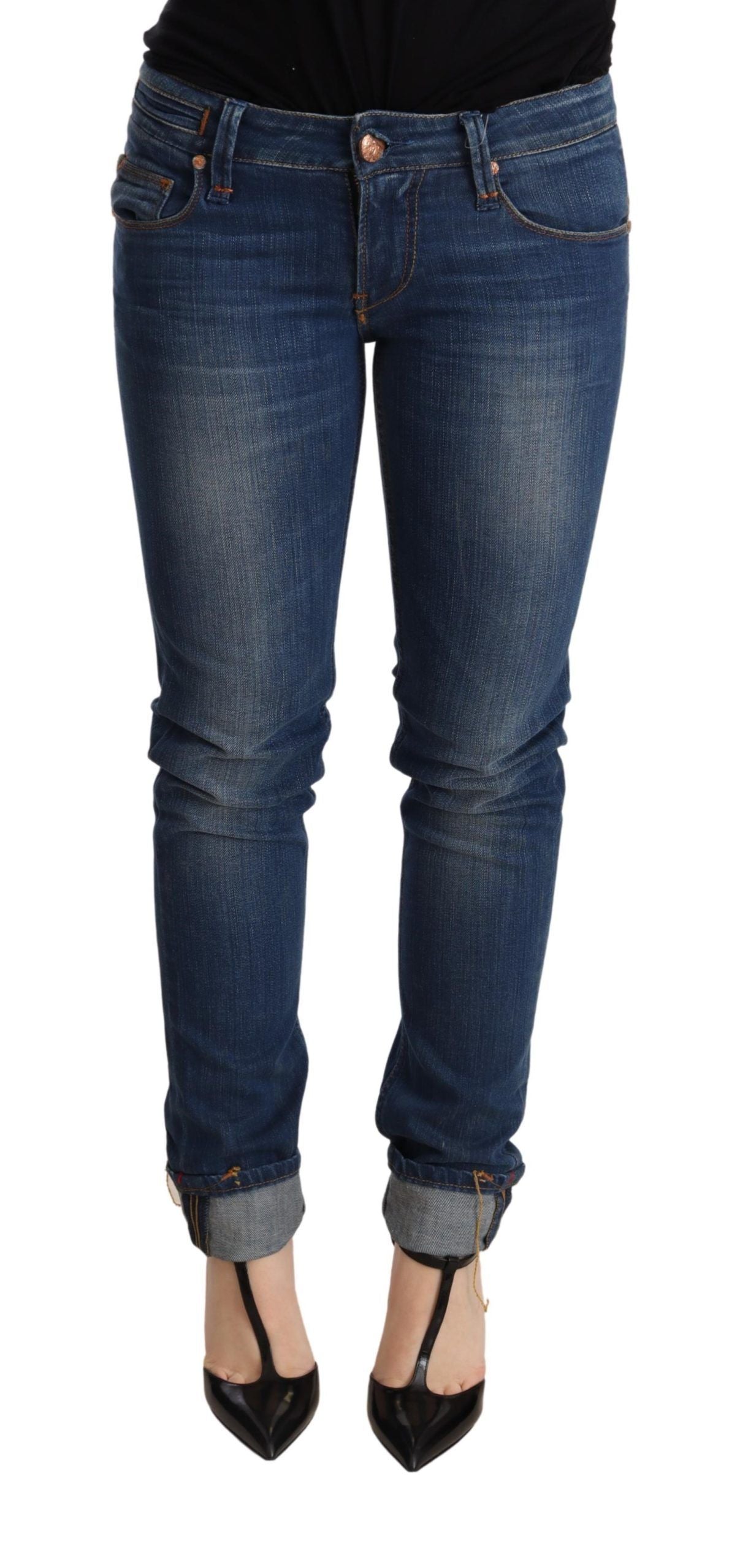 Acht Blue Washed Low Waist Skinny Denim Jeans Pant | Regal Royce