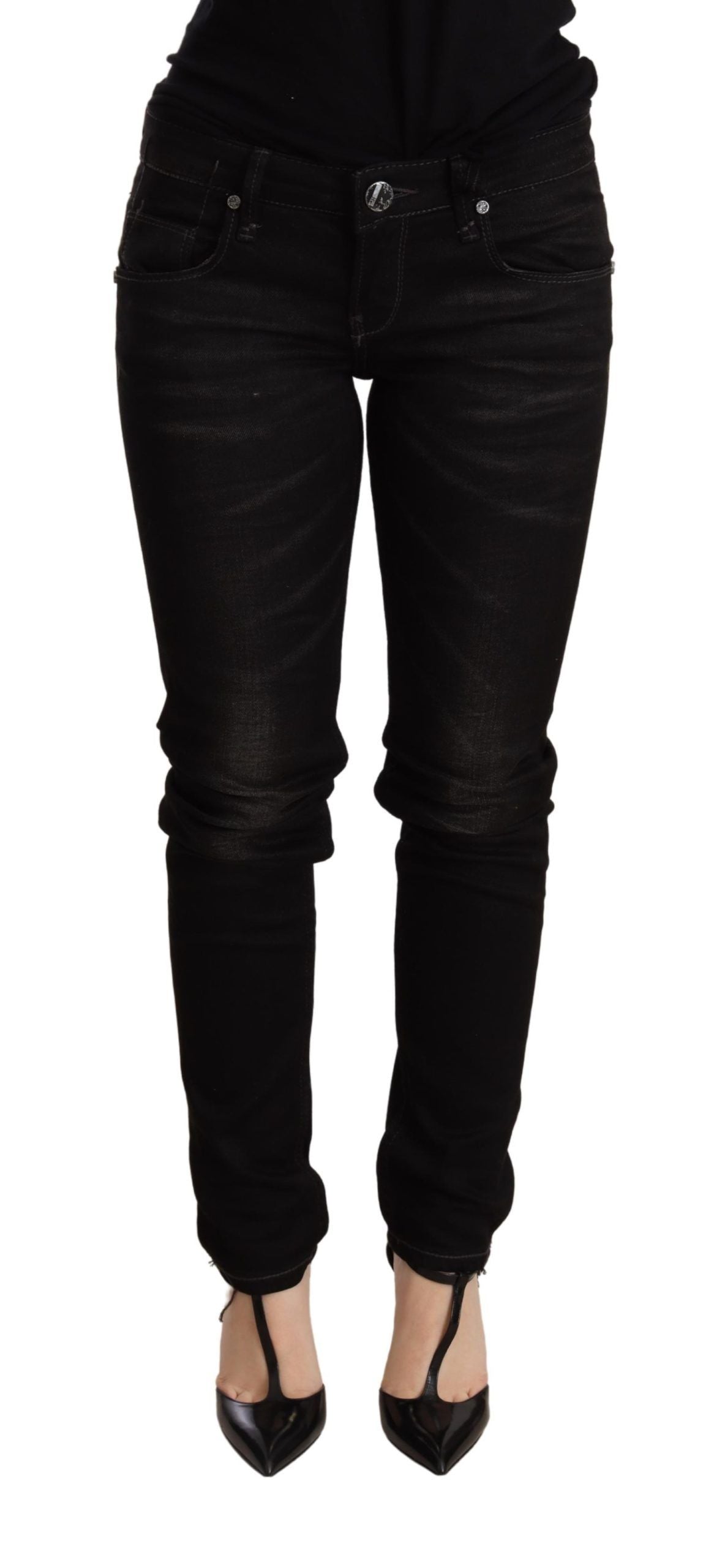 Acht Black Low Waist Skinny Denim Trouser | Regal Royce