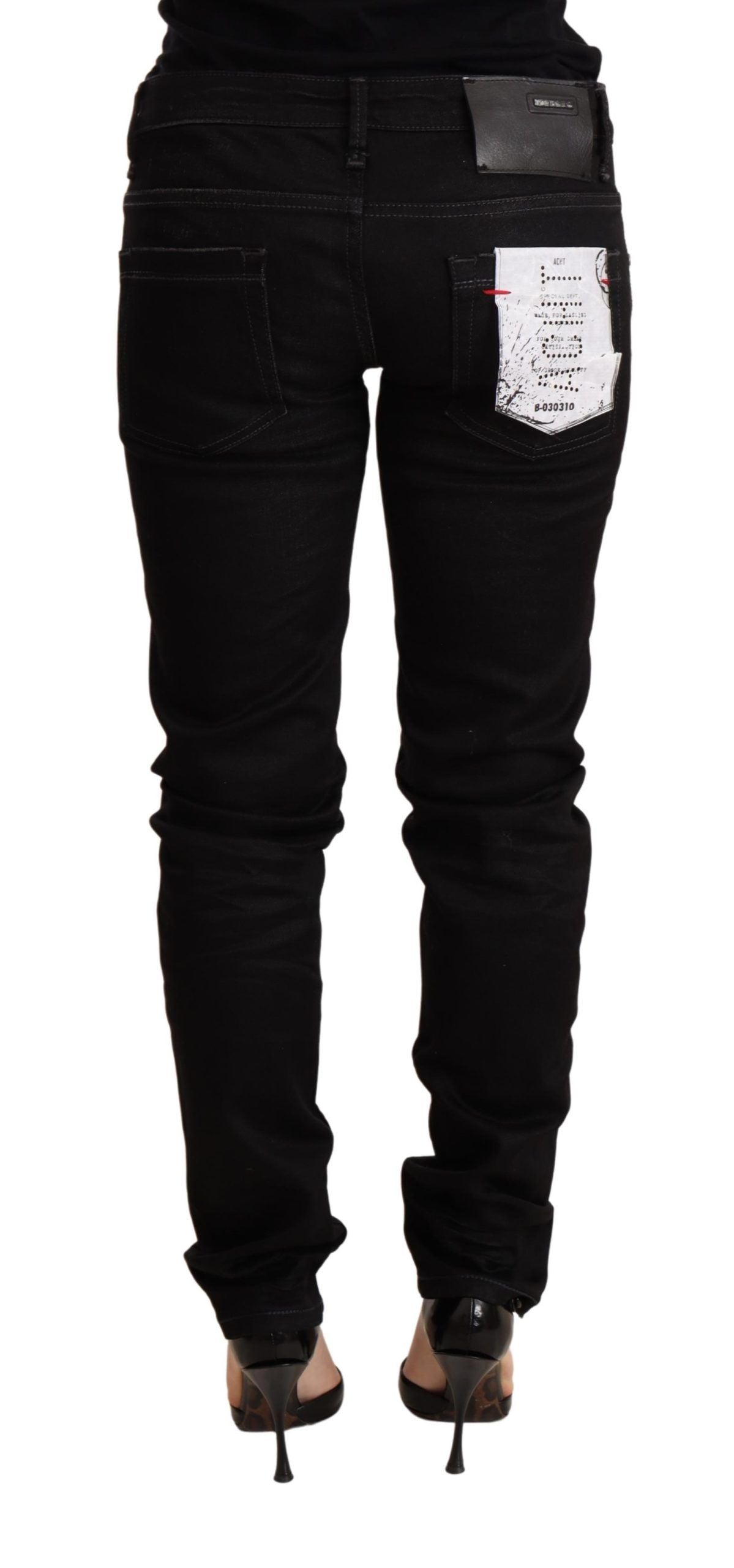 Acht Black Low Waist Skinny Denim Cotton Trouser | Regal Royce