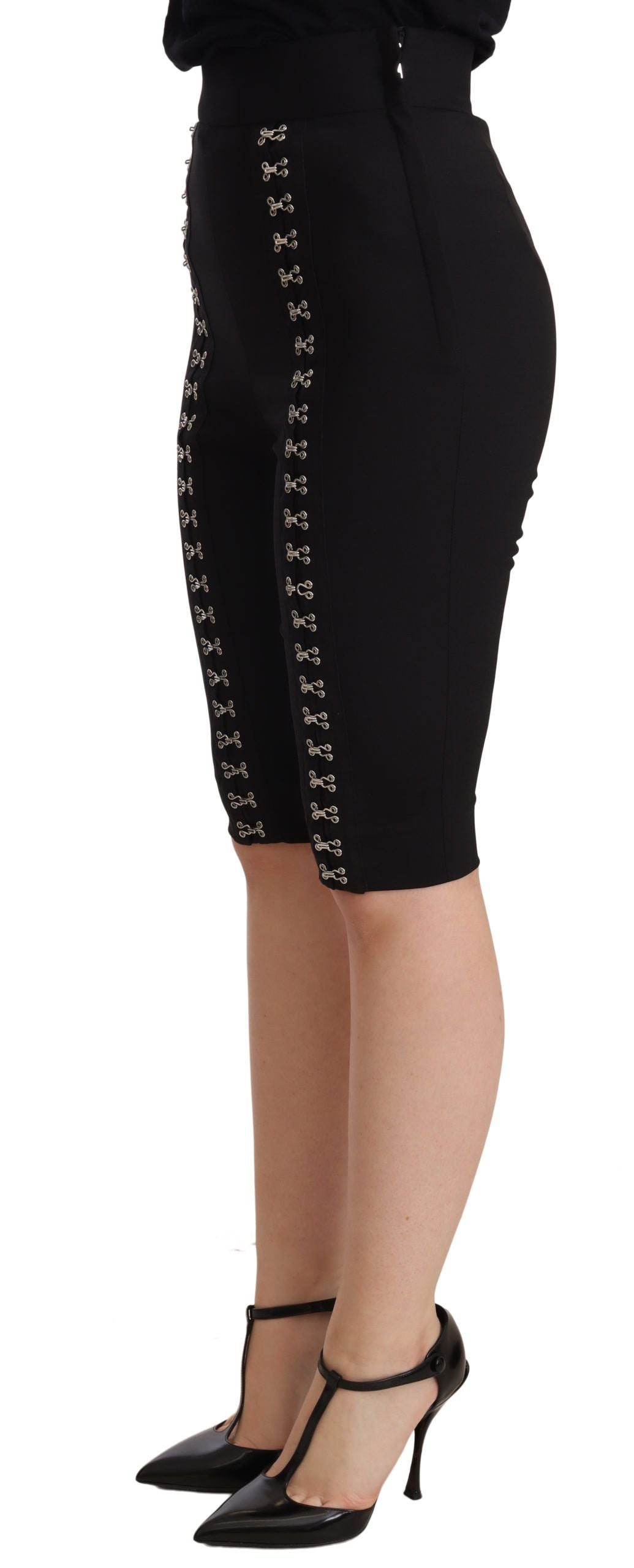 Dolce & Gabbana Black Wool Stretch Slim Fit High Waist Shorts | Regal Royce