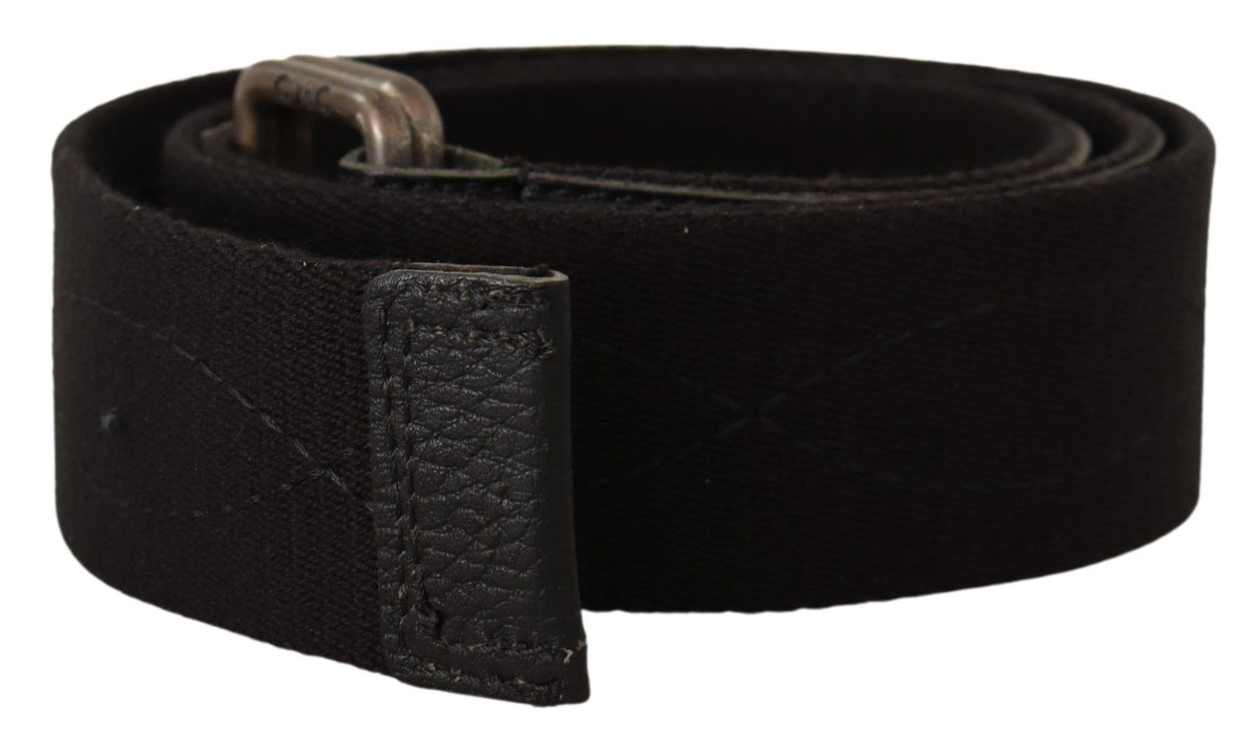 Costume National Black Cotton Ducati Metal Buckle Belt | Regal Royce