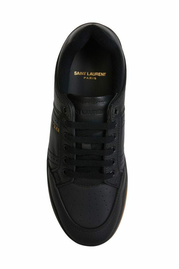 Saint Laurent Black Calf Leather Low Top Sneakers | Regal Royce
