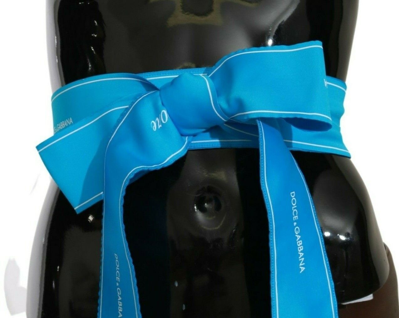 Dolce & Gabbana Blue Waist Ribbon Wide Bow Belt | Regal Royce