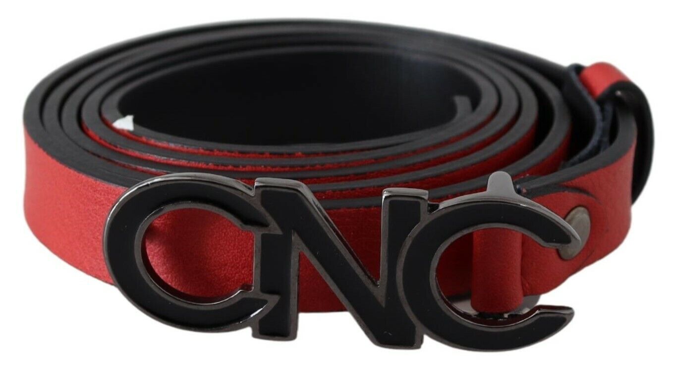 Costume National Red Reversible Leather Logo Belt | Regal Royce